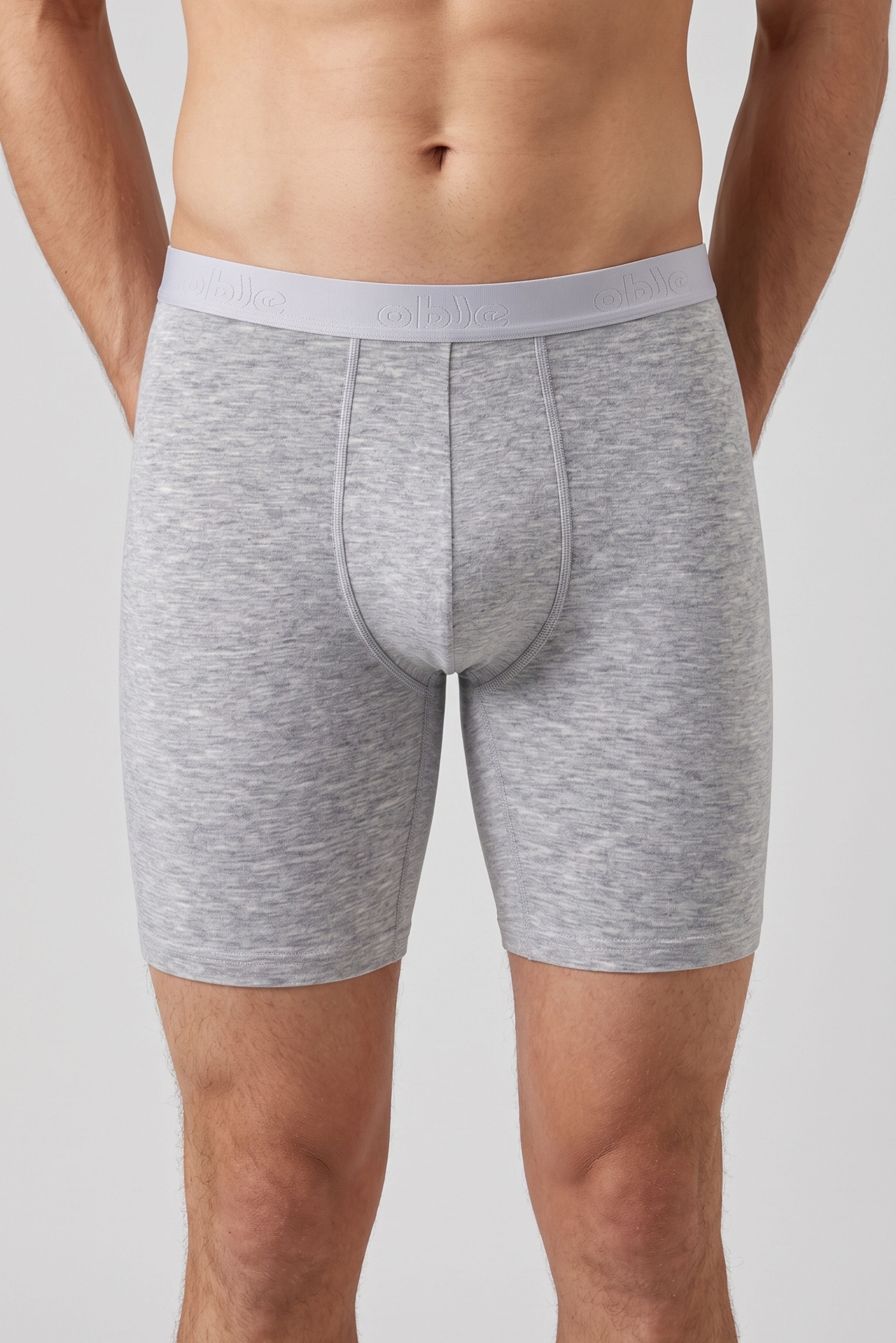 Erkek Gri Modal Dıştan Lastikli Uzun Boxer