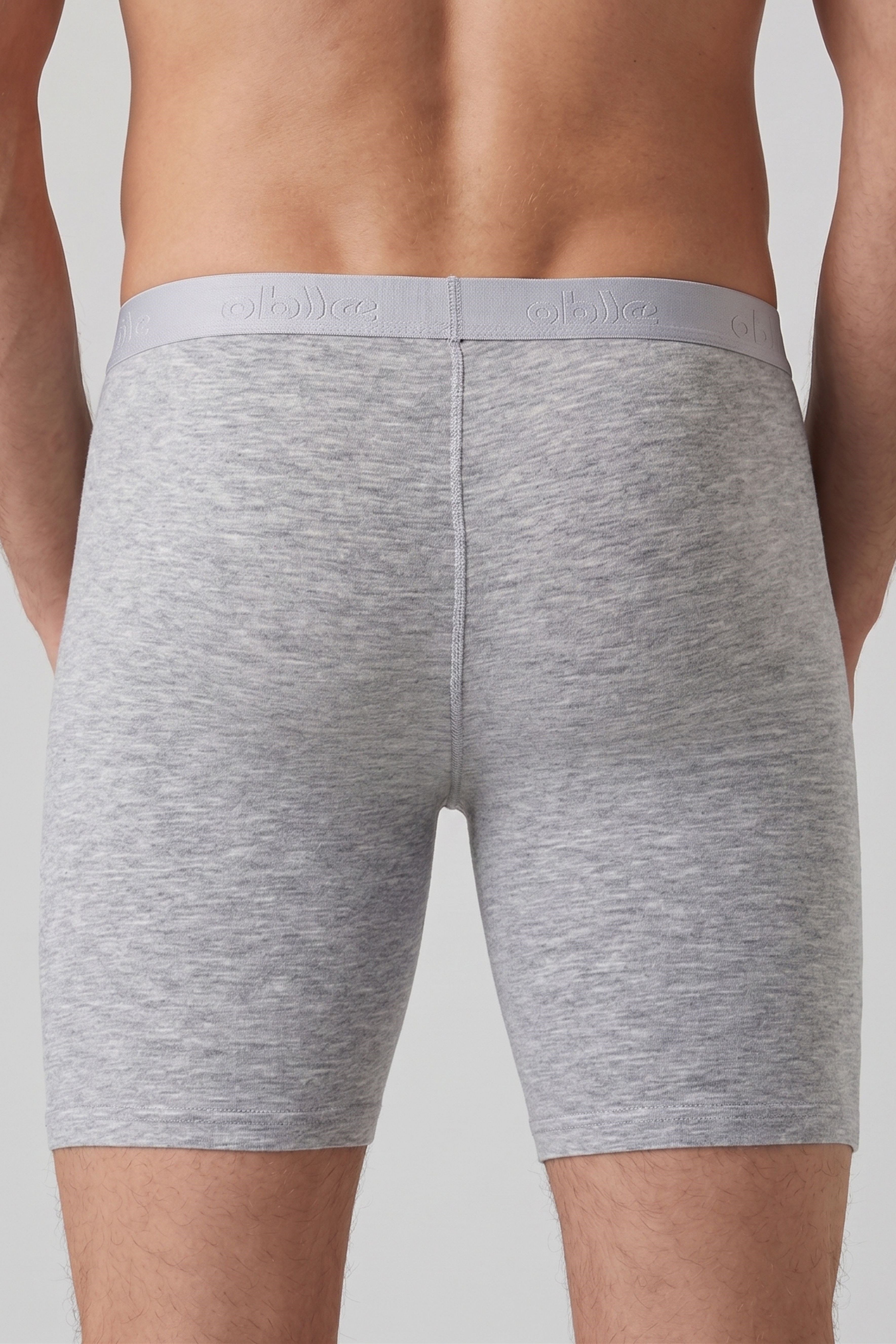 Erkek Gri Modal Dıştan Lastikli Uzun Boxer