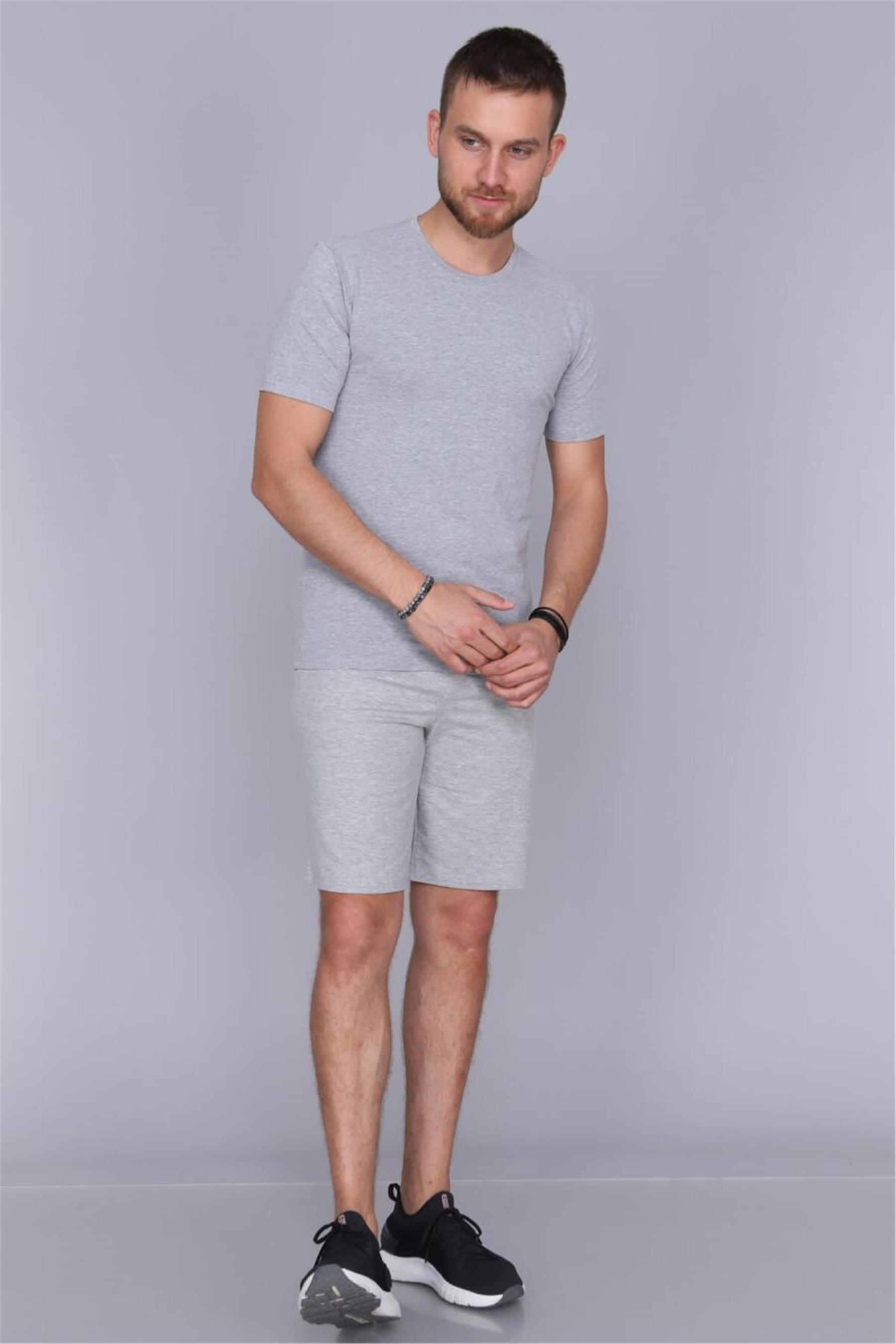 Erkek Gri Paragon Sıfır Yaka Yarım Kol Tshirt