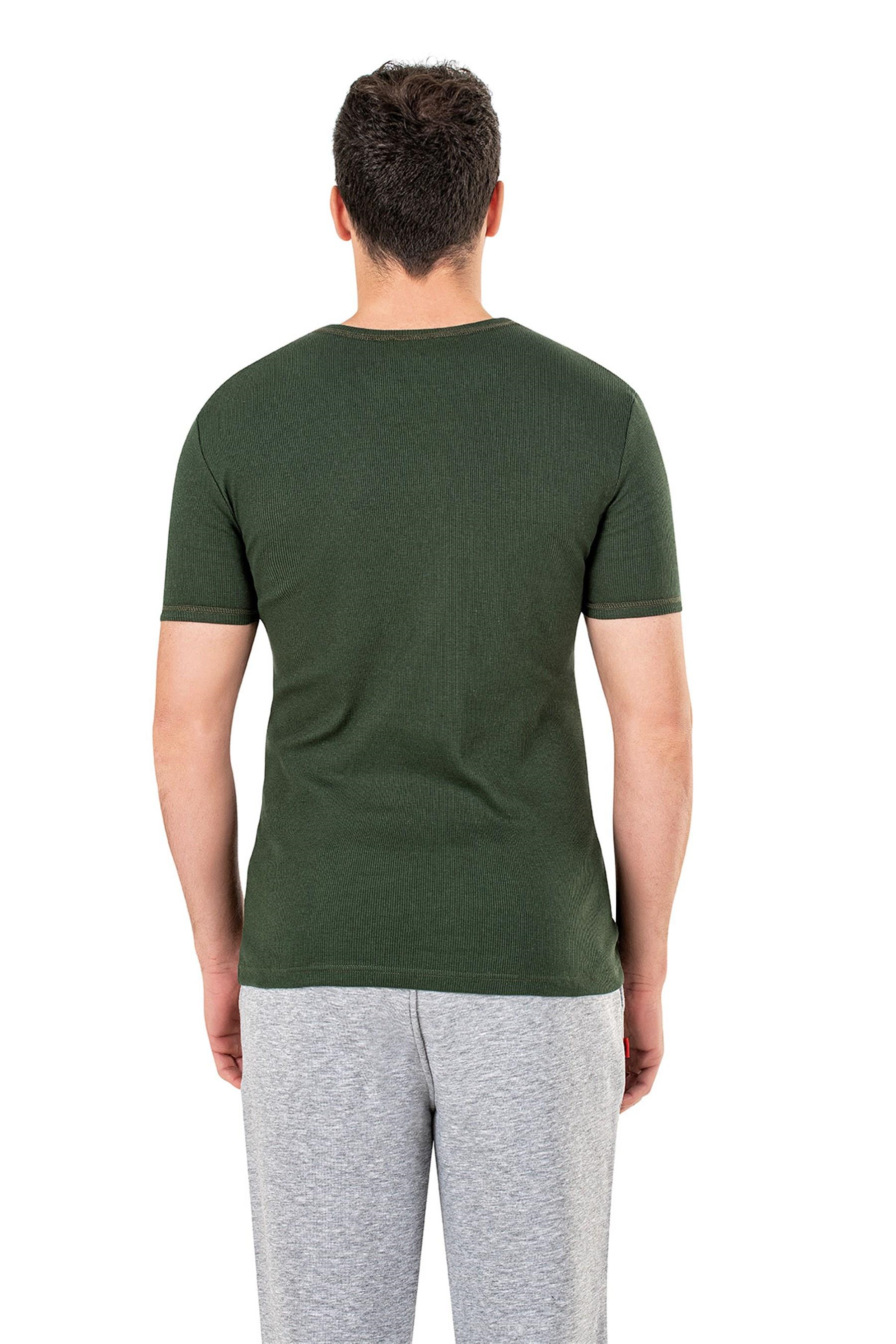 Erkek Haki Kaşkorse Yarım Kol T-shirt