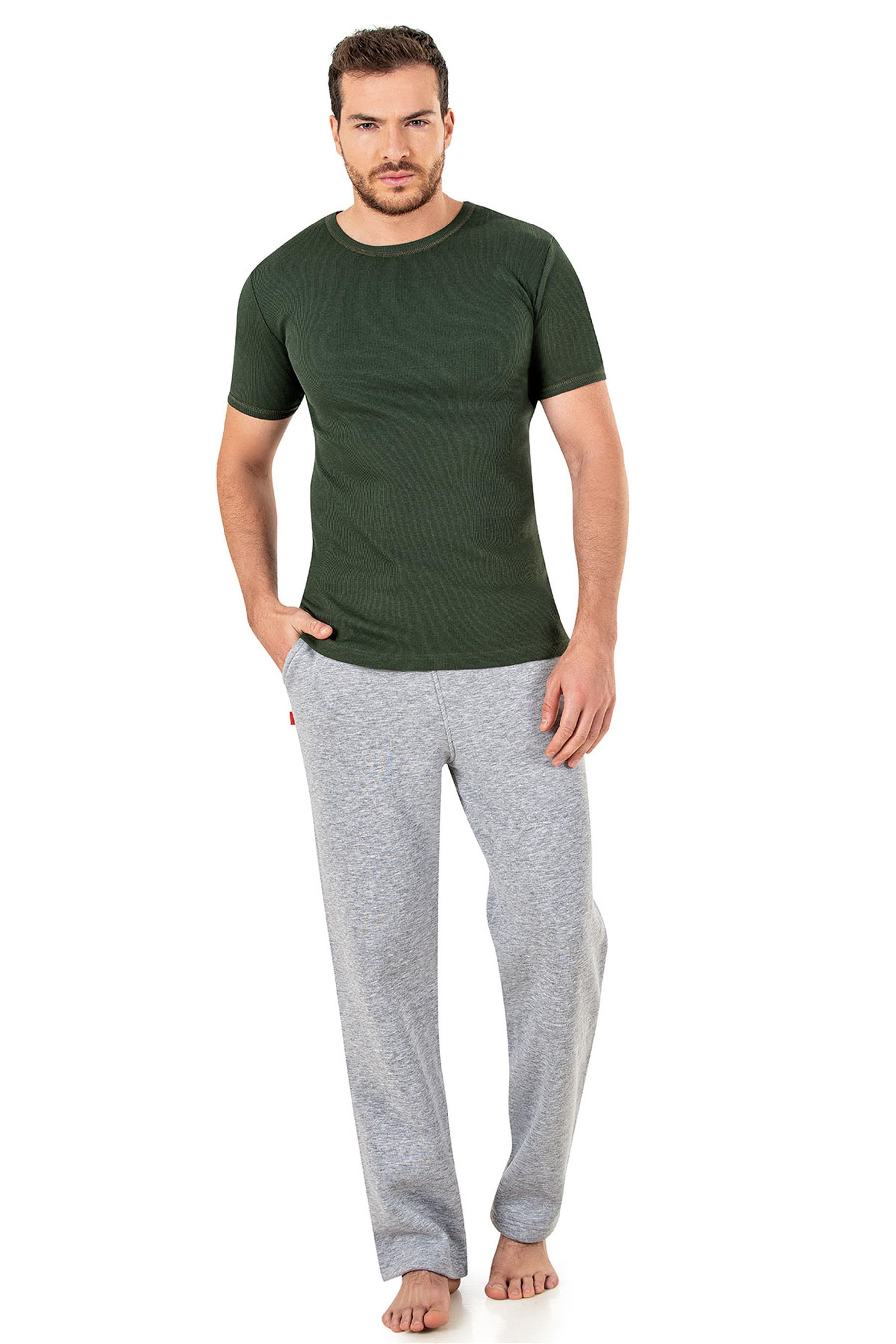Erkek Haki Kaşkorse Yarım Kol T-shirt