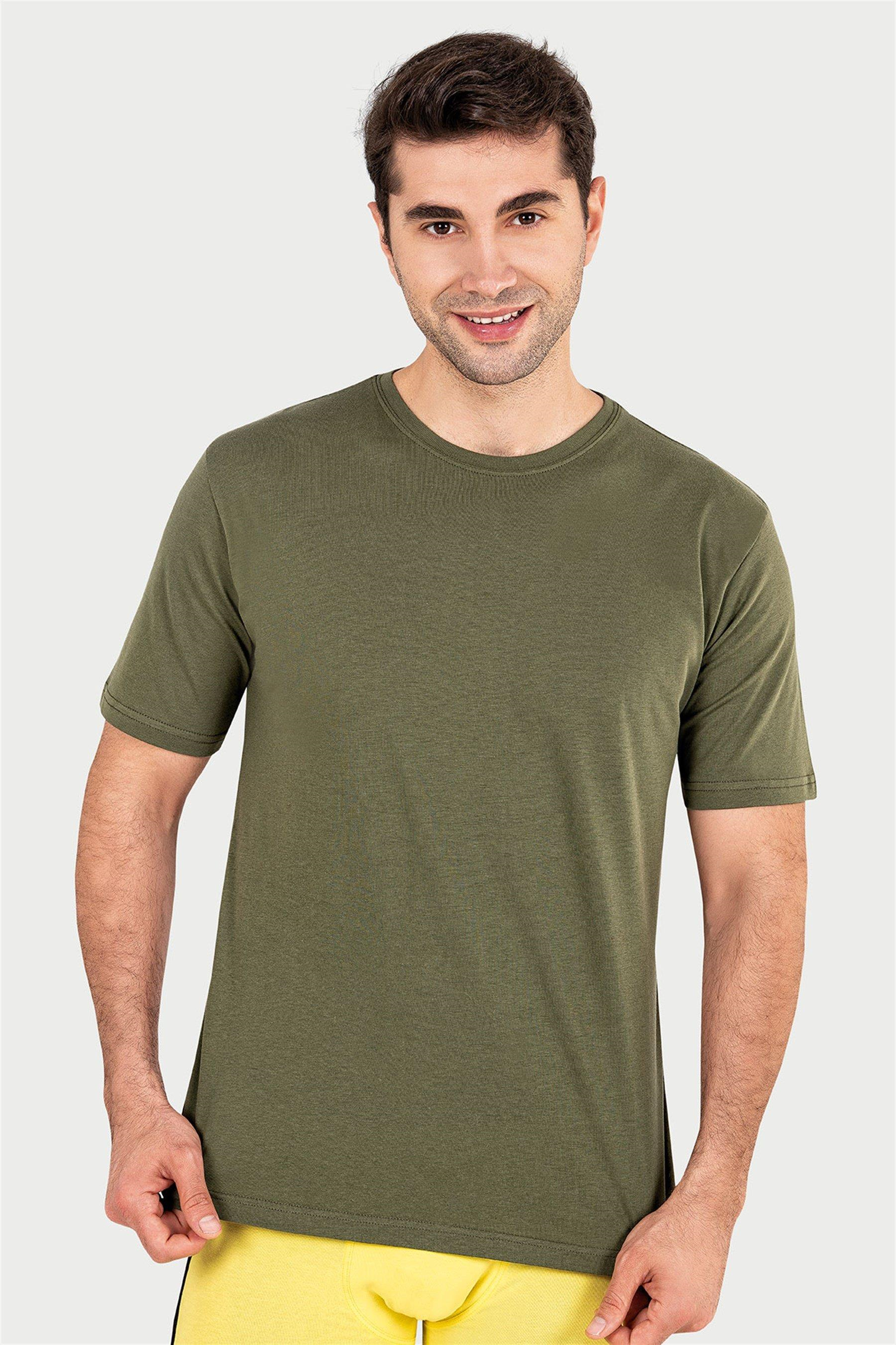 Erkek Haki Süprem Yarım Kol T-shirt