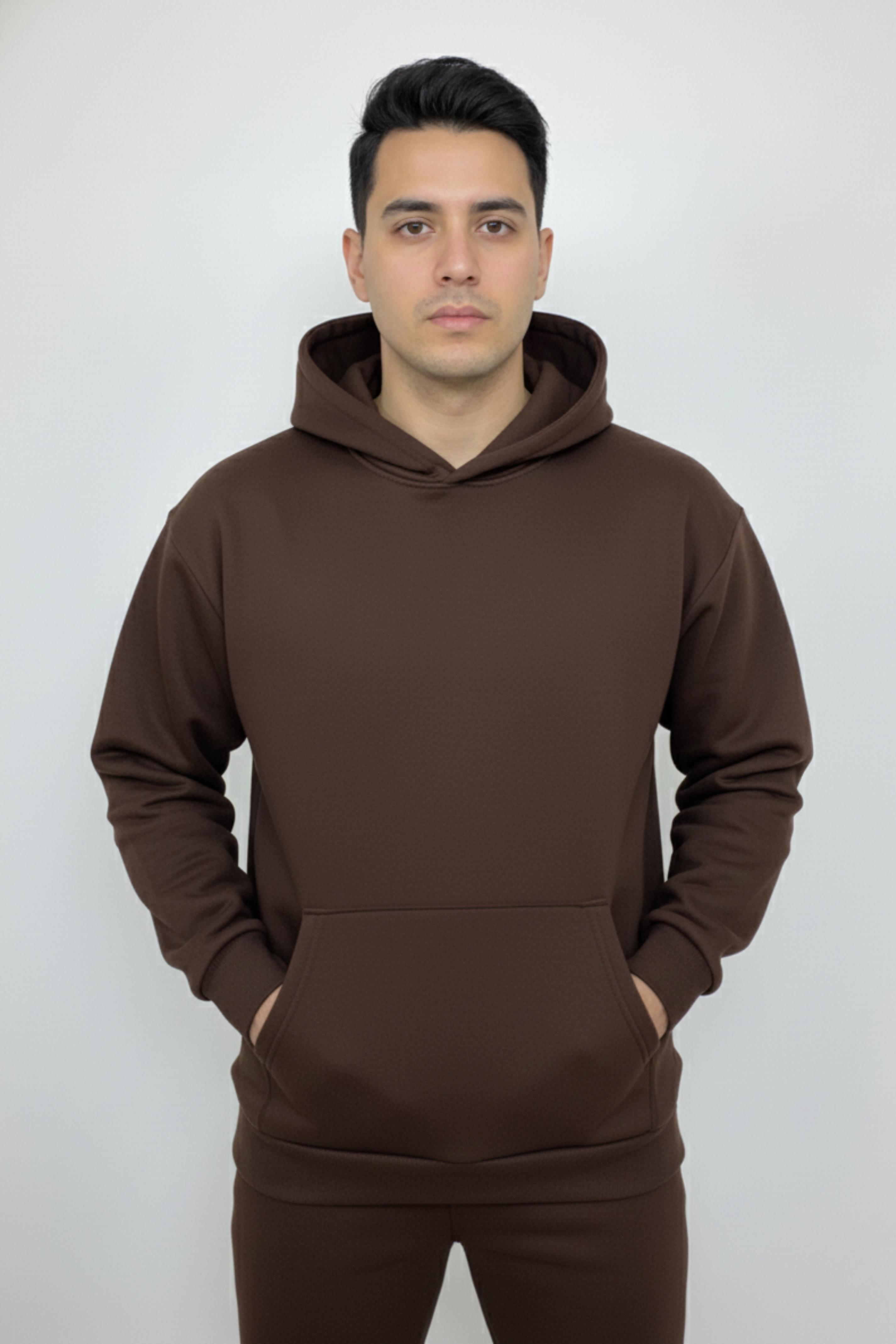 Erkek Koyu Kahverengi 3 İplik Sweatshirt 