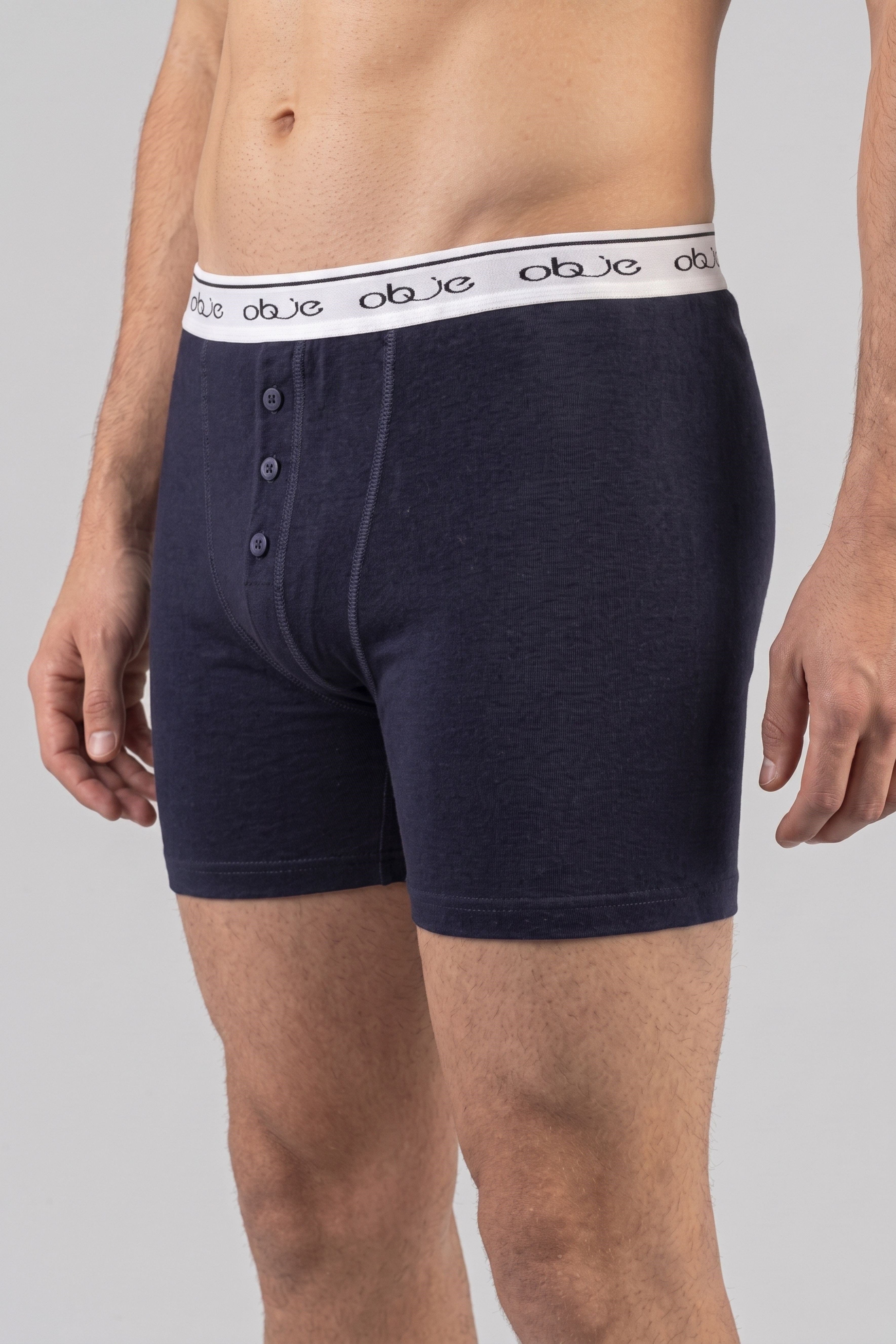 Erkek Lacivert Dıştan Lastikli Üç Düğmeli Boxer
