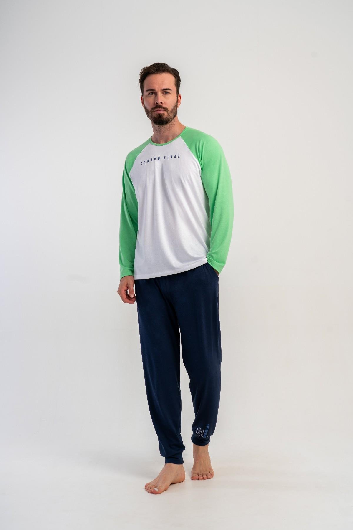 Erkek Lacivert Likra Polyvıscon Pijama Altı