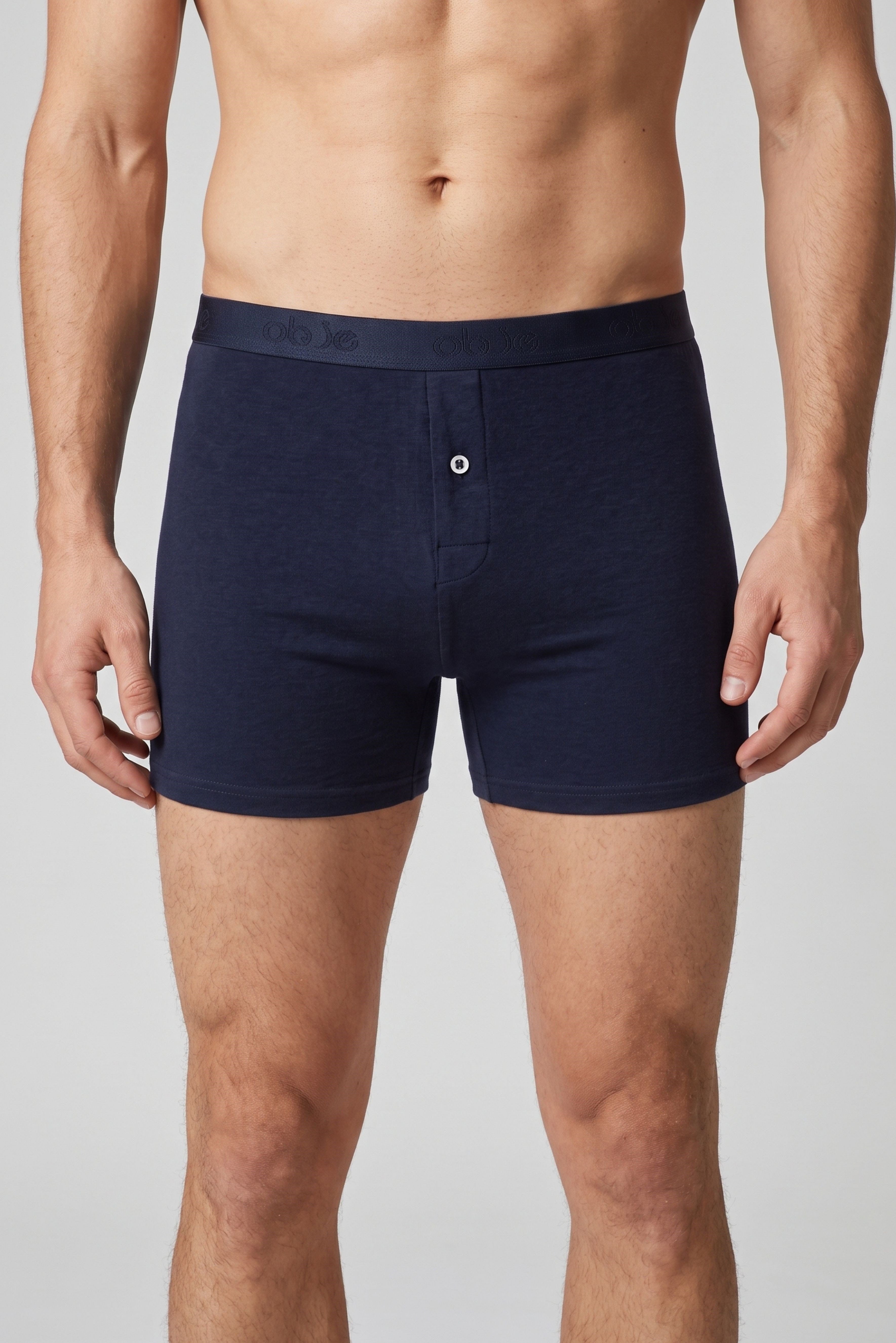 Erkek Lacivert Modal Dıştan Lastikli Düğmeli Boxer