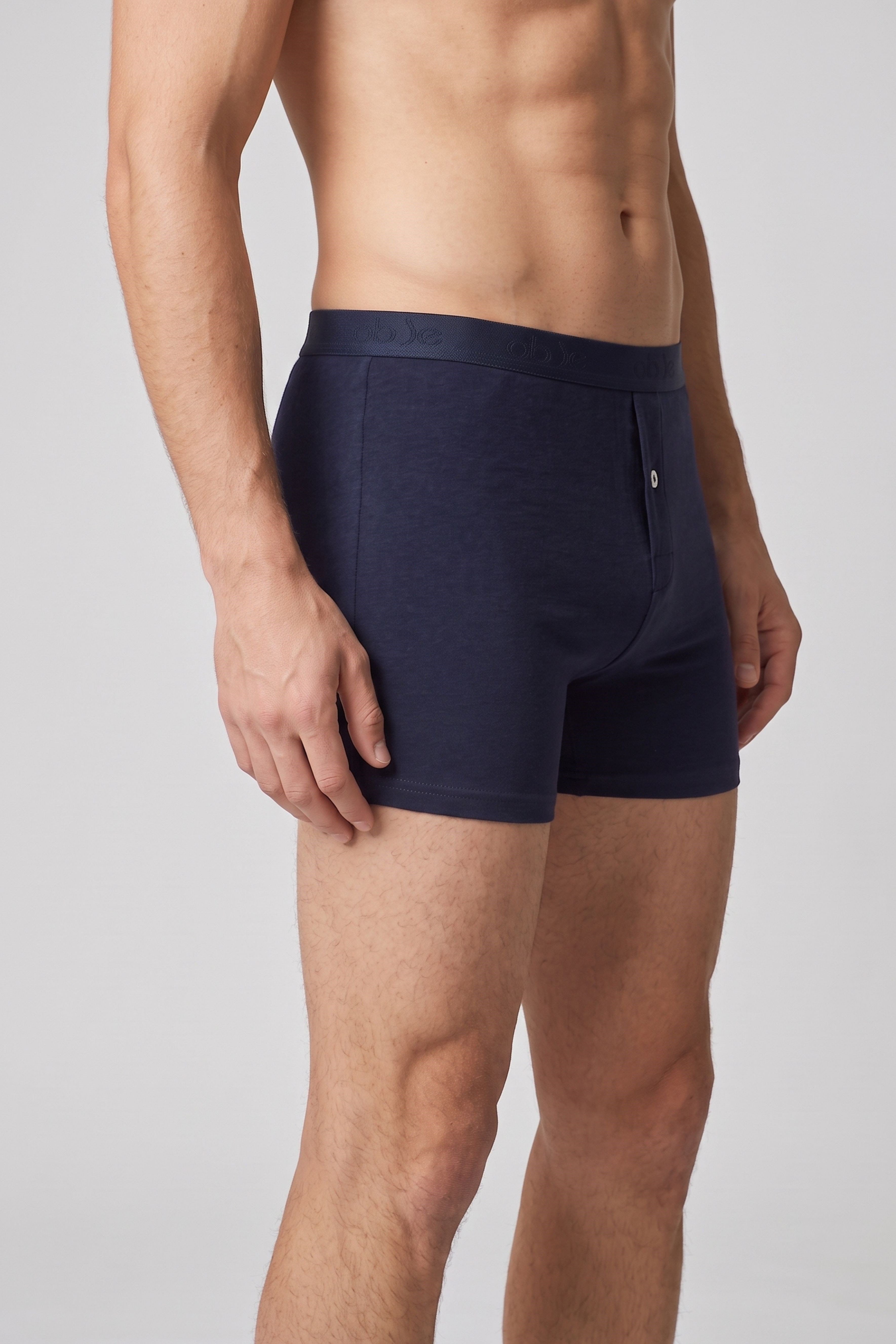 Erkek Lacivert Modal Dıştan Lastikli Düğmeli Boxer