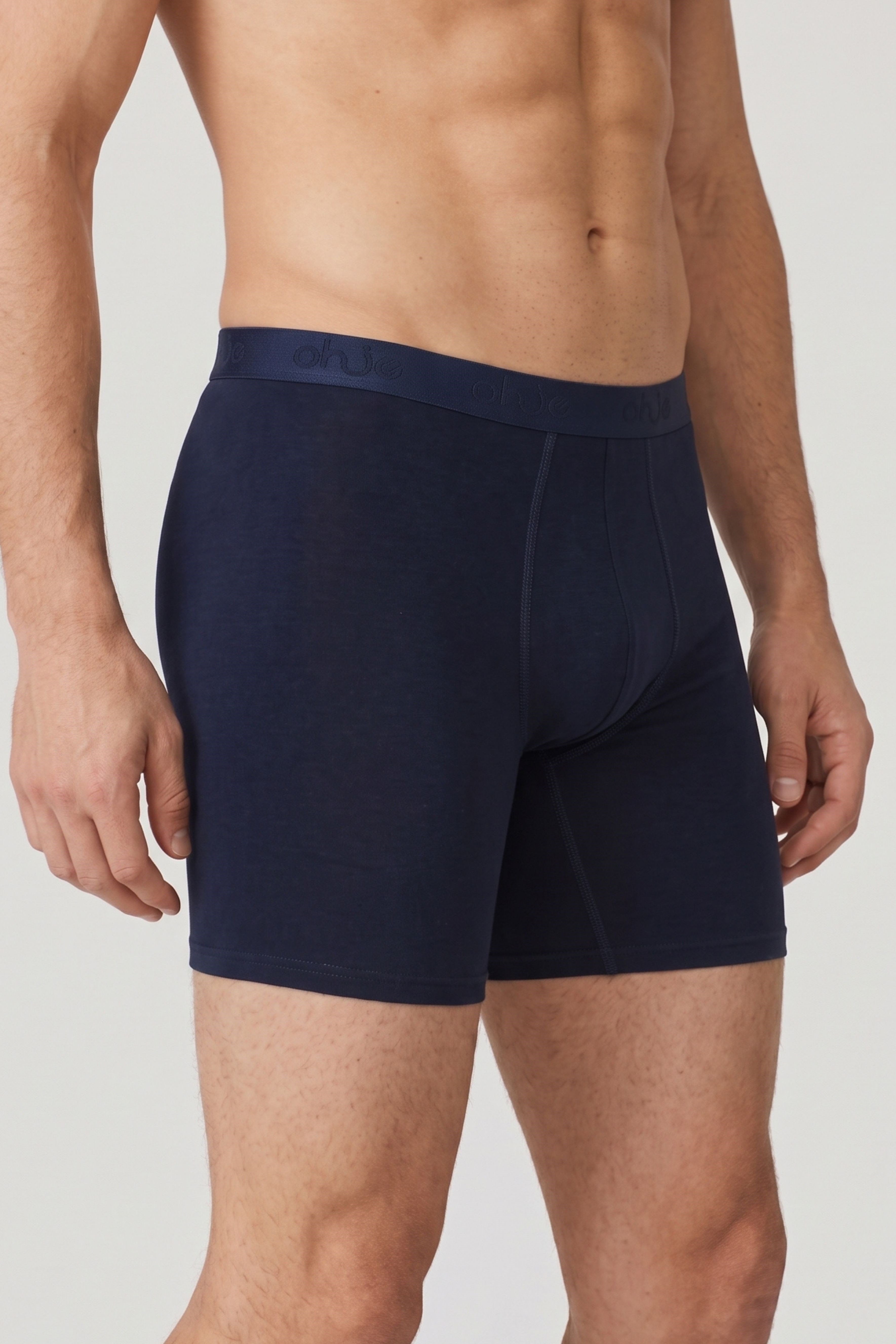 Erkek Lacivert Modal Dıştan Lastikli Uzun Boxer