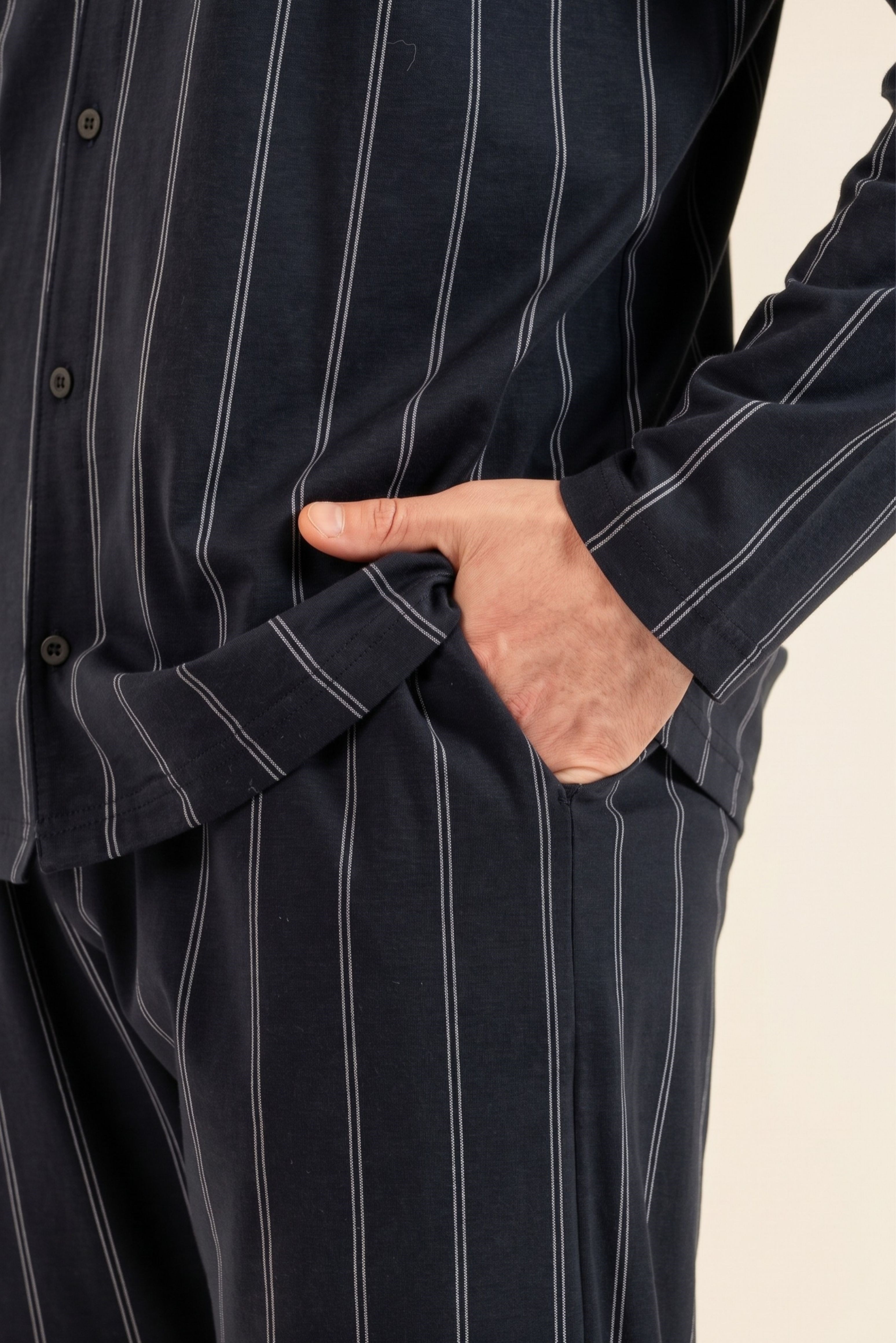 Erkek Lacivert Uzun Pijama Altı
