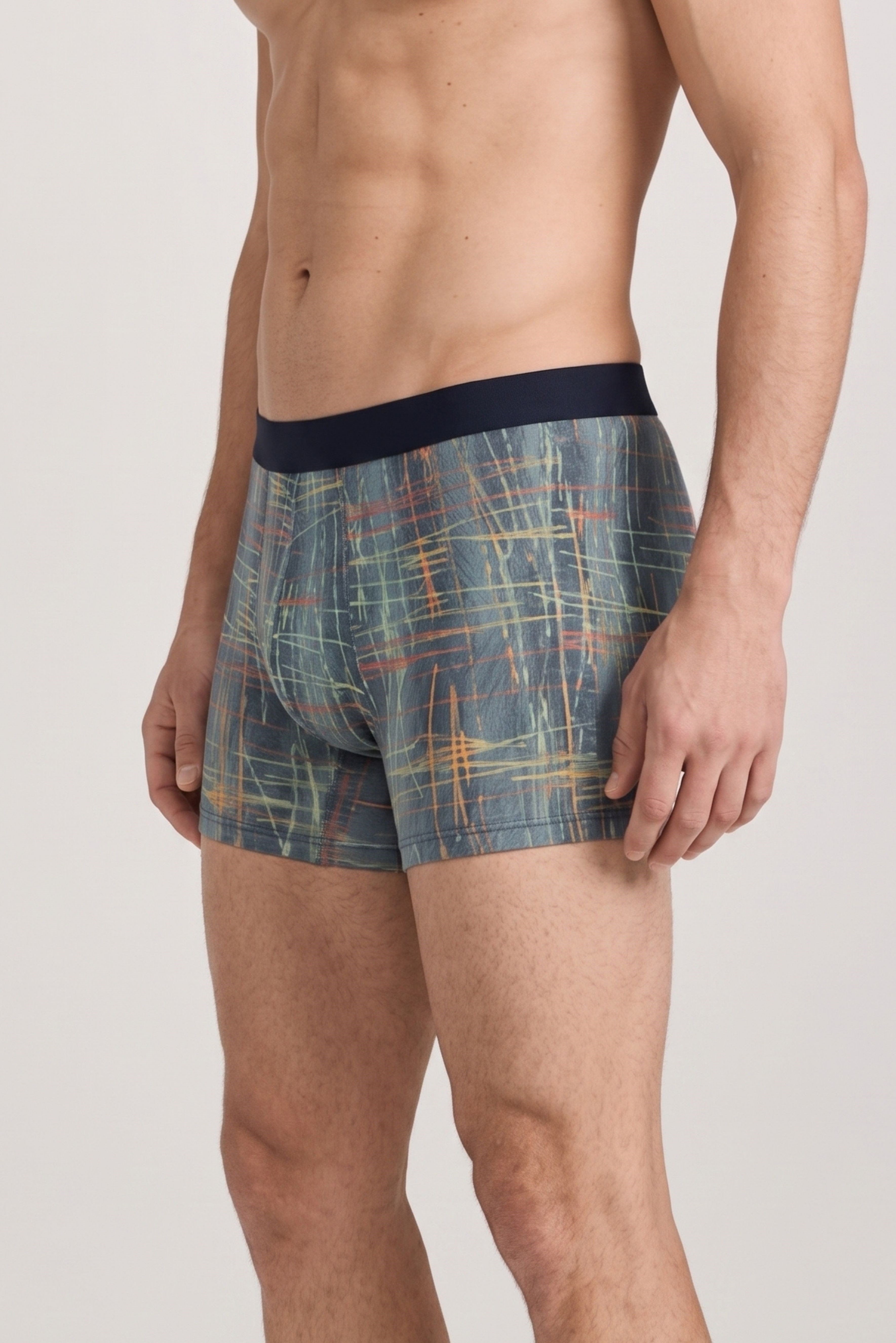 Erkek Mavi Çizgili Zikzaklı Cotton Boxer