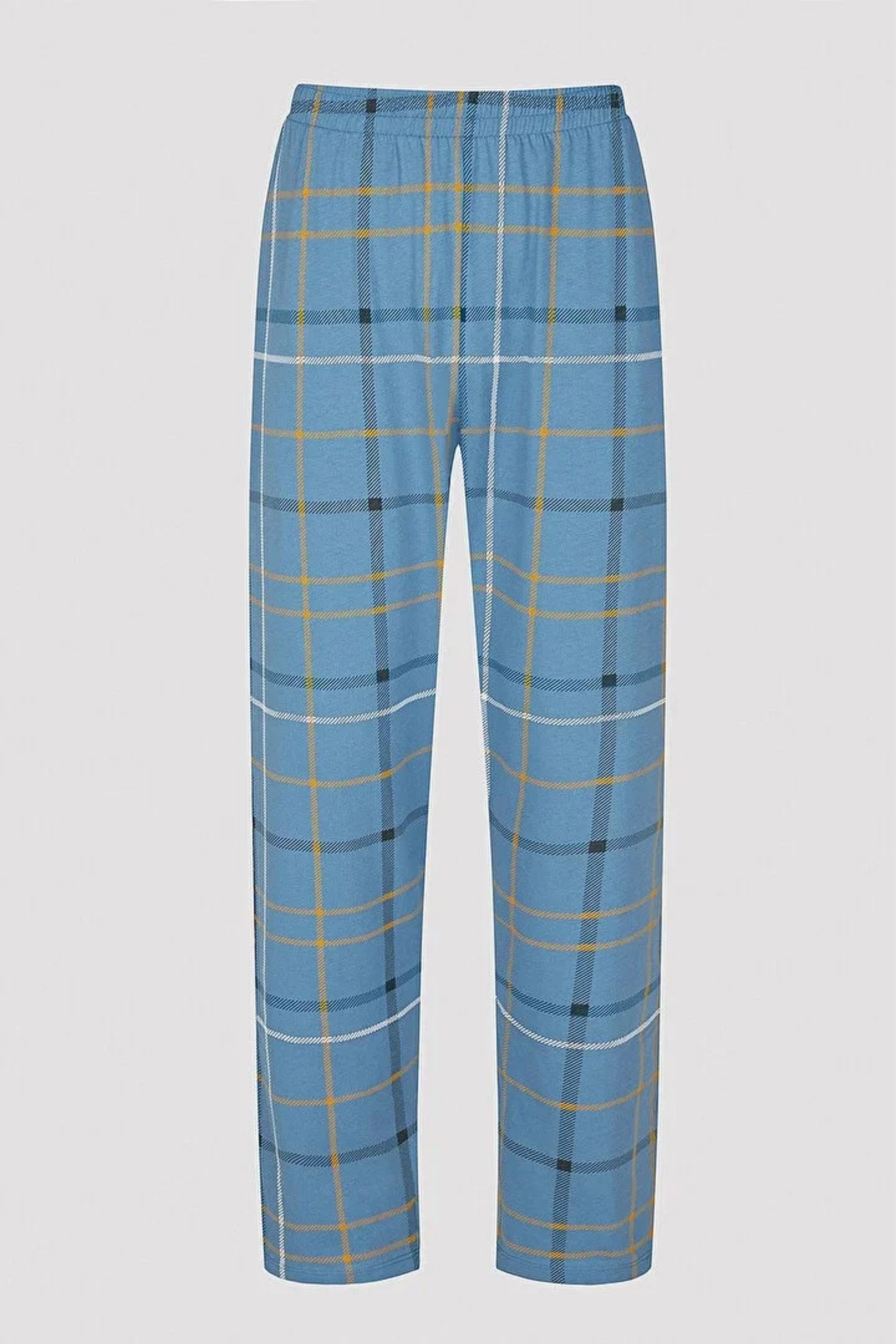 Erkek Mavi Ekose Desen Pijama Altı