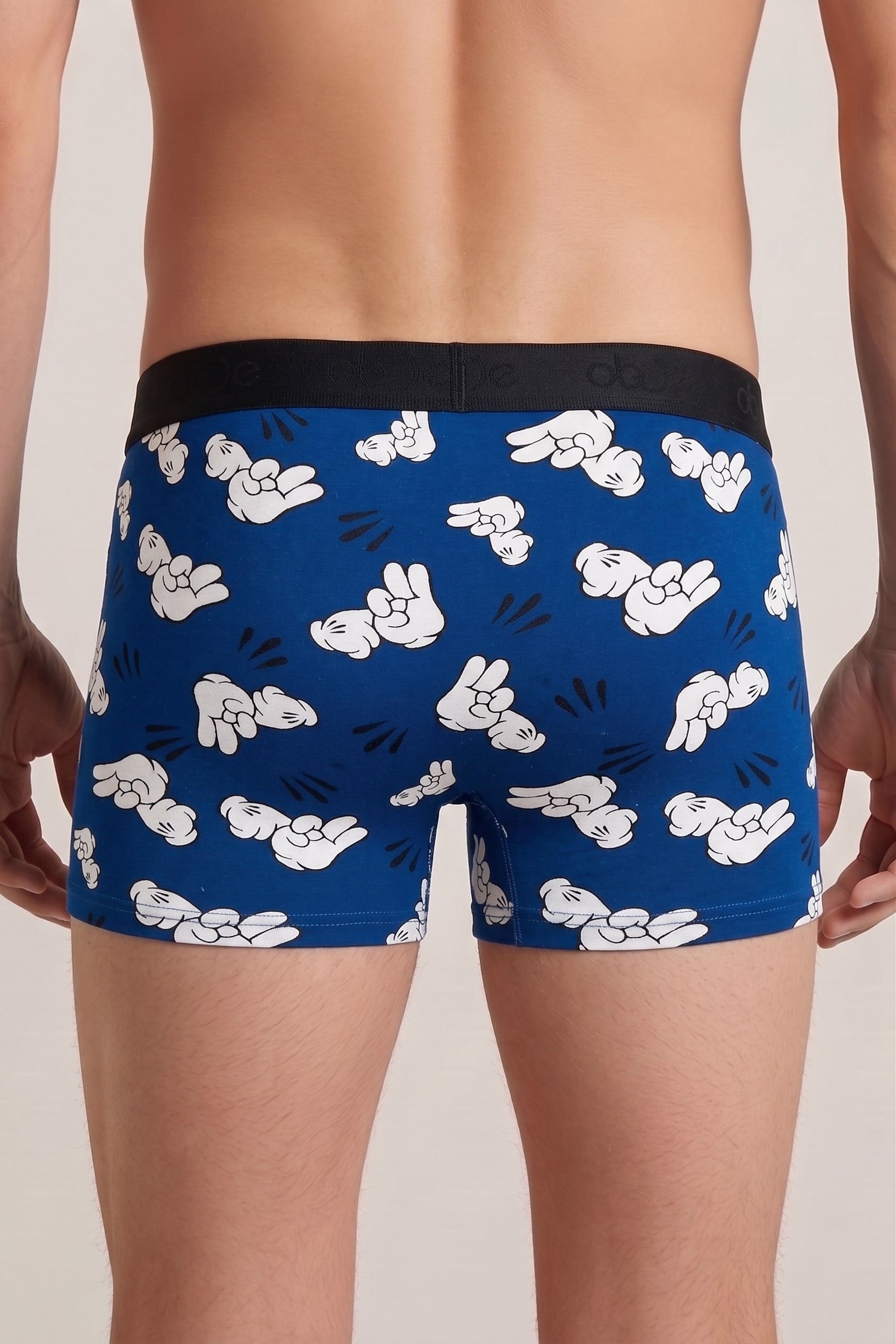 Erkek Mavi El Hareketli Desen Boxer