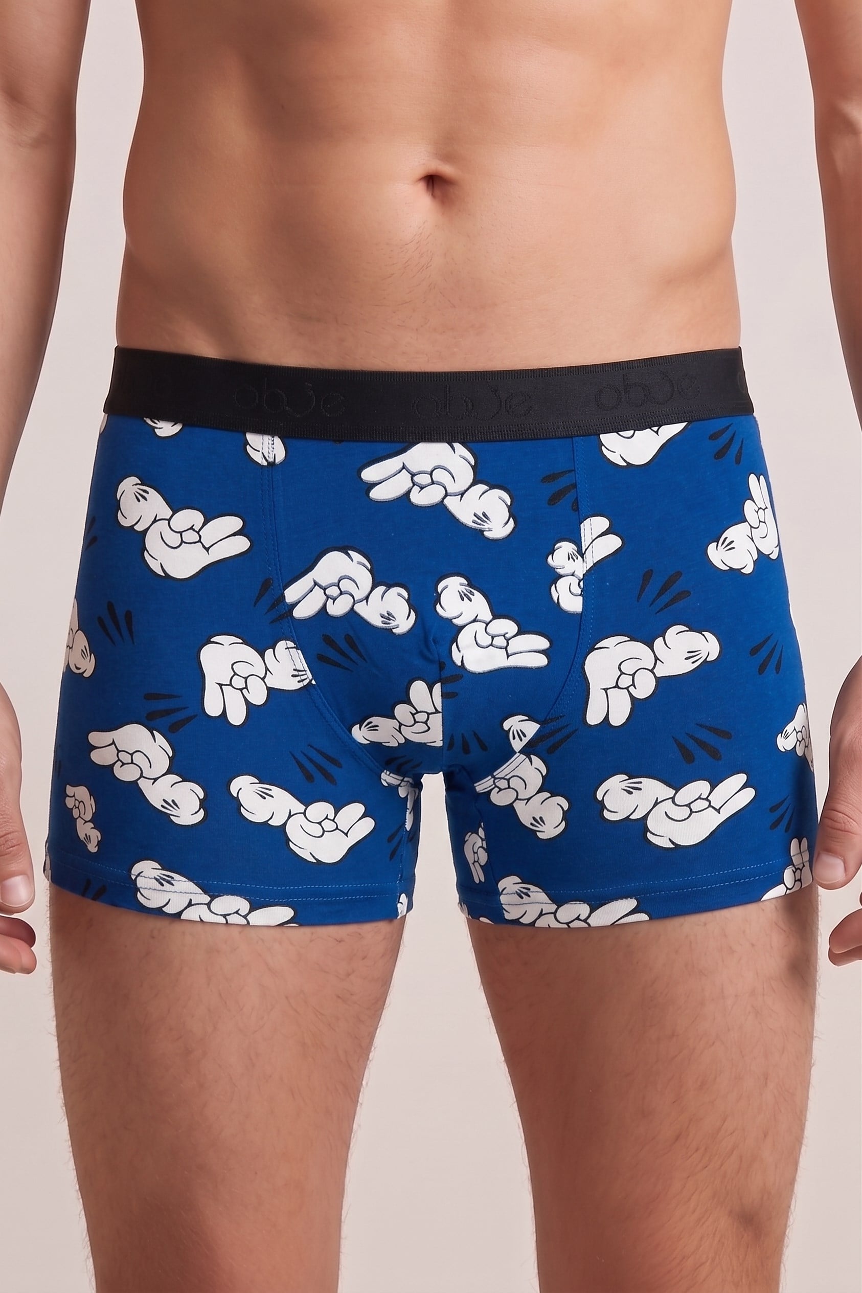 Erkek Mavi El Hareketli Desen Boxer