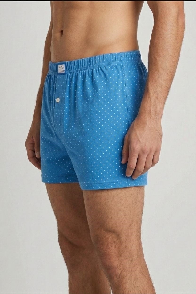 Erkek Mavi Yıldız Desen Boxer