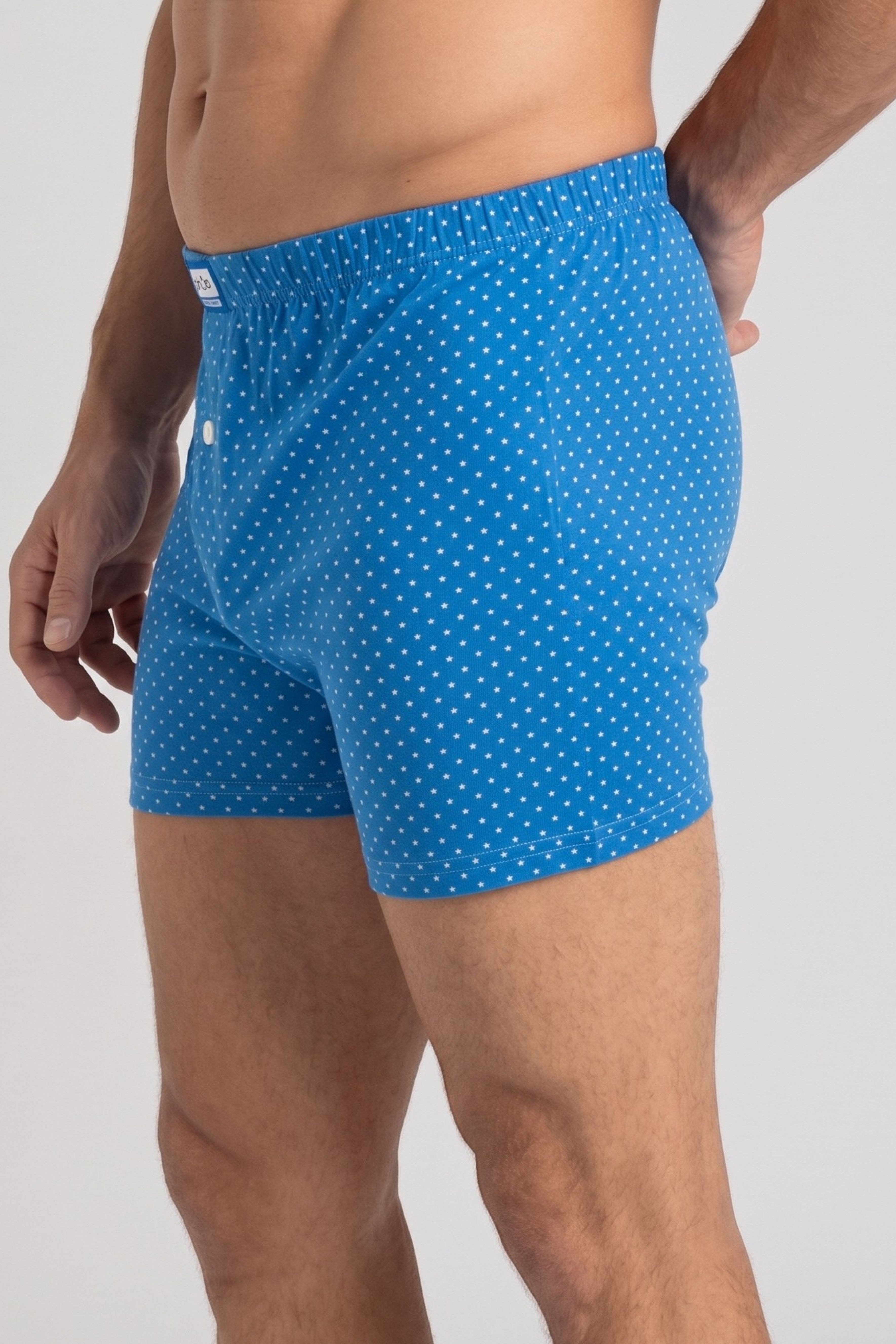 Erkek Mavi Yıldız Desen  Süprem Dar Kesim Boxer