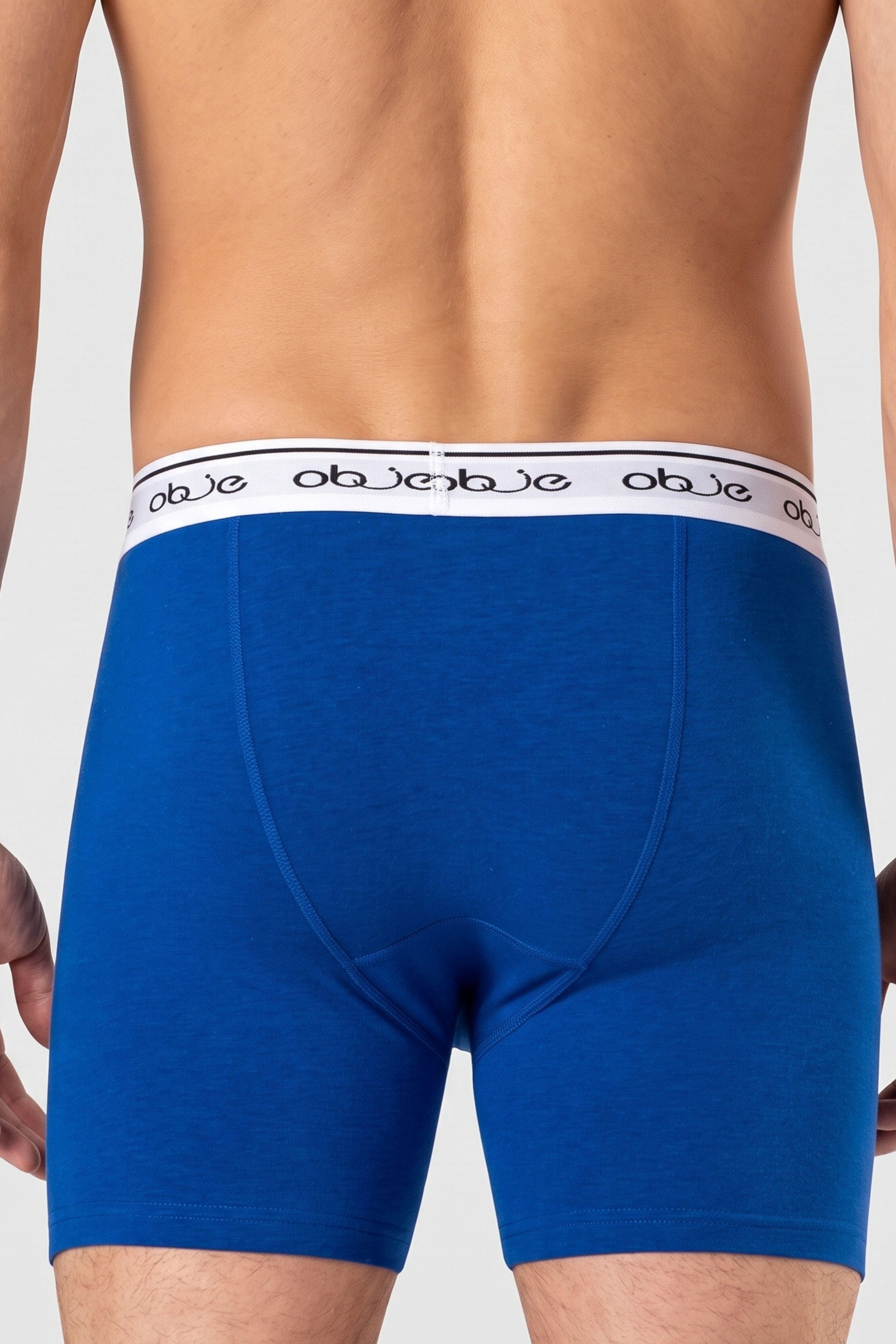 Erkek Saks Mavi Dıştan Lastikli Üç Düğmeli Boxer