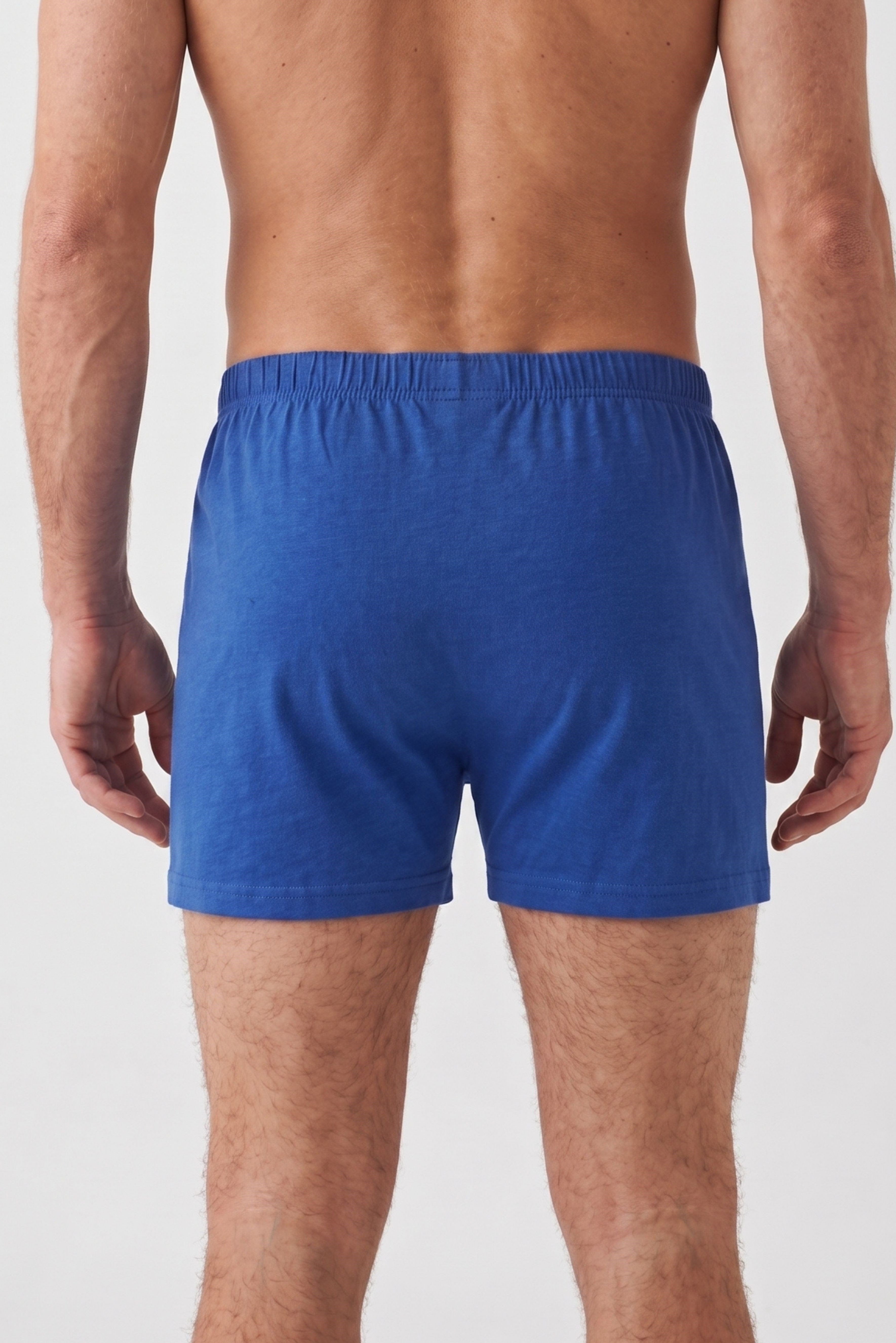 Erkek Saks Mavi Penye Düğmeli Boxer