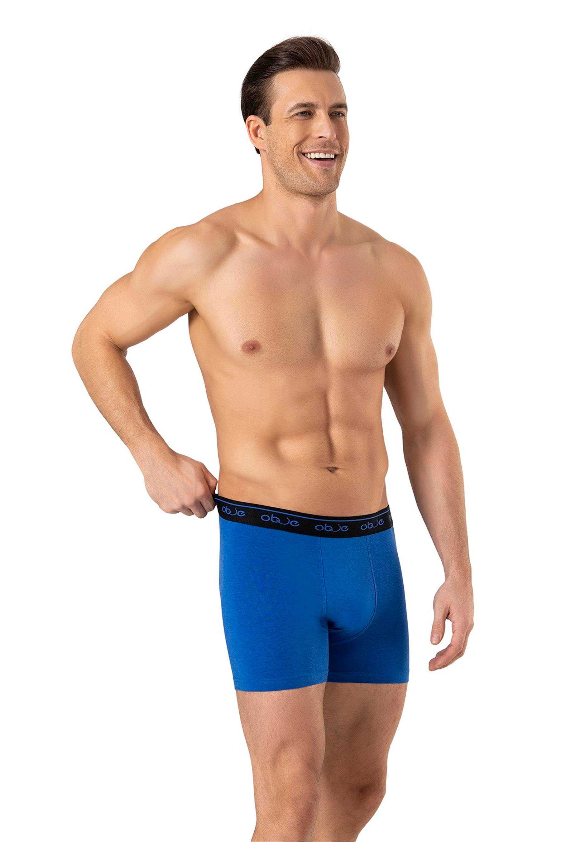 Erkek Saks Mavi Penye Modal Boxer