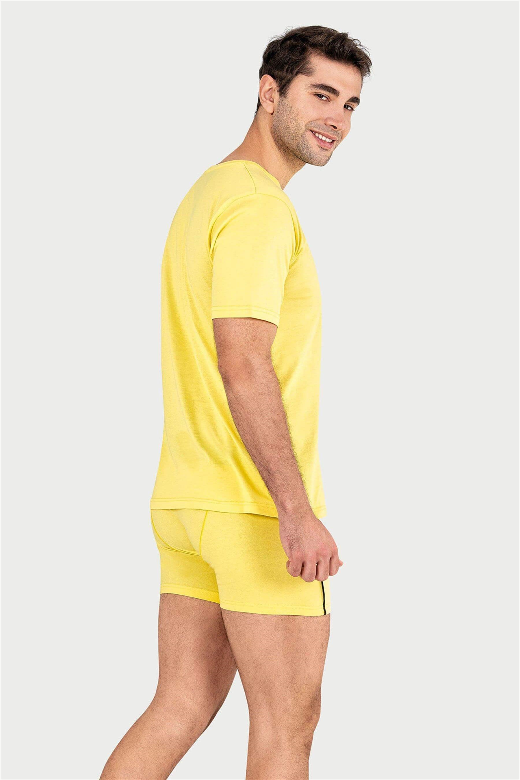 Erkek Sarı Süprem Yarım Kol T-shirt
