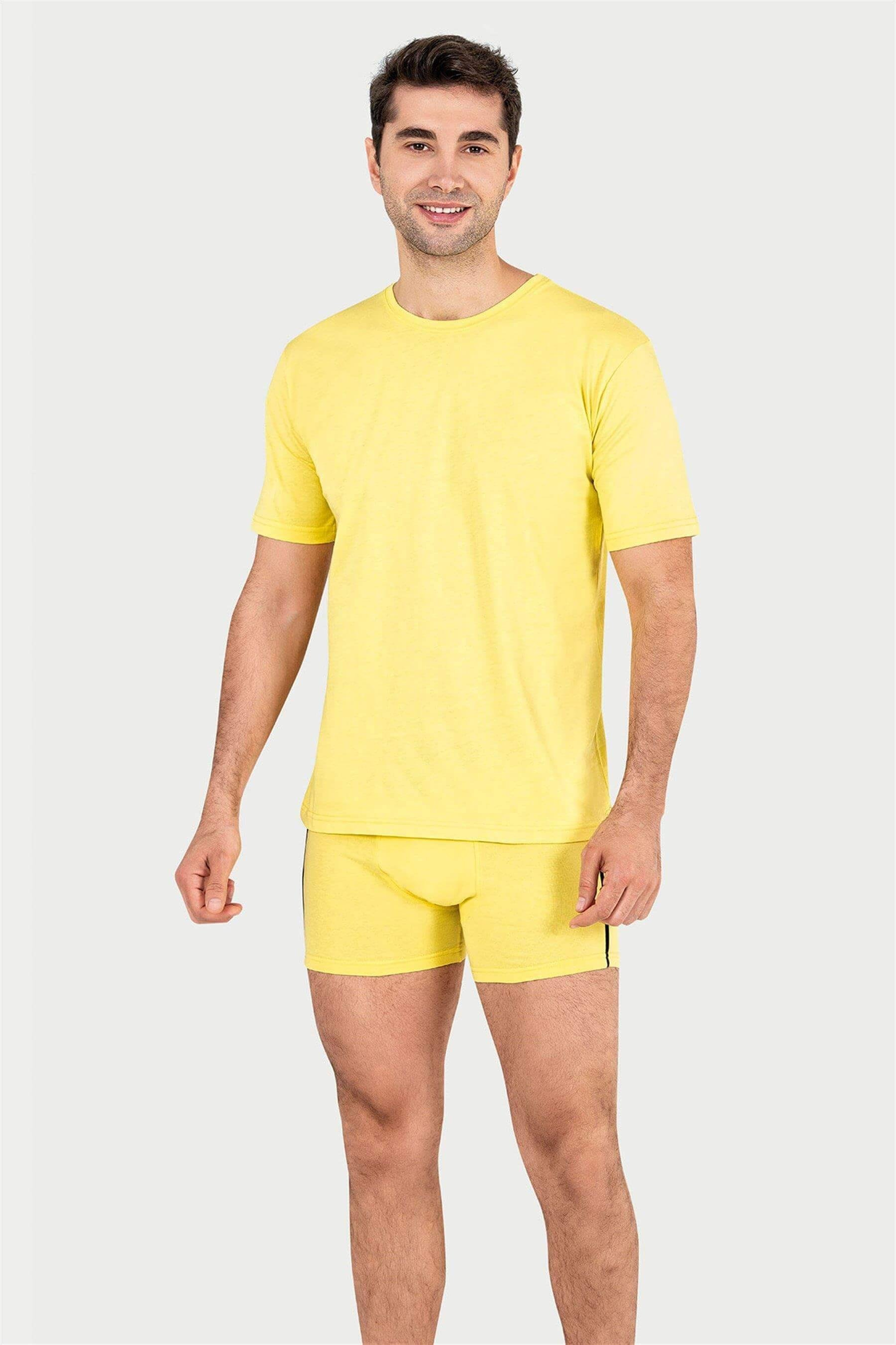 Erkek Sarı Süprem Yarım Kol T-shirt