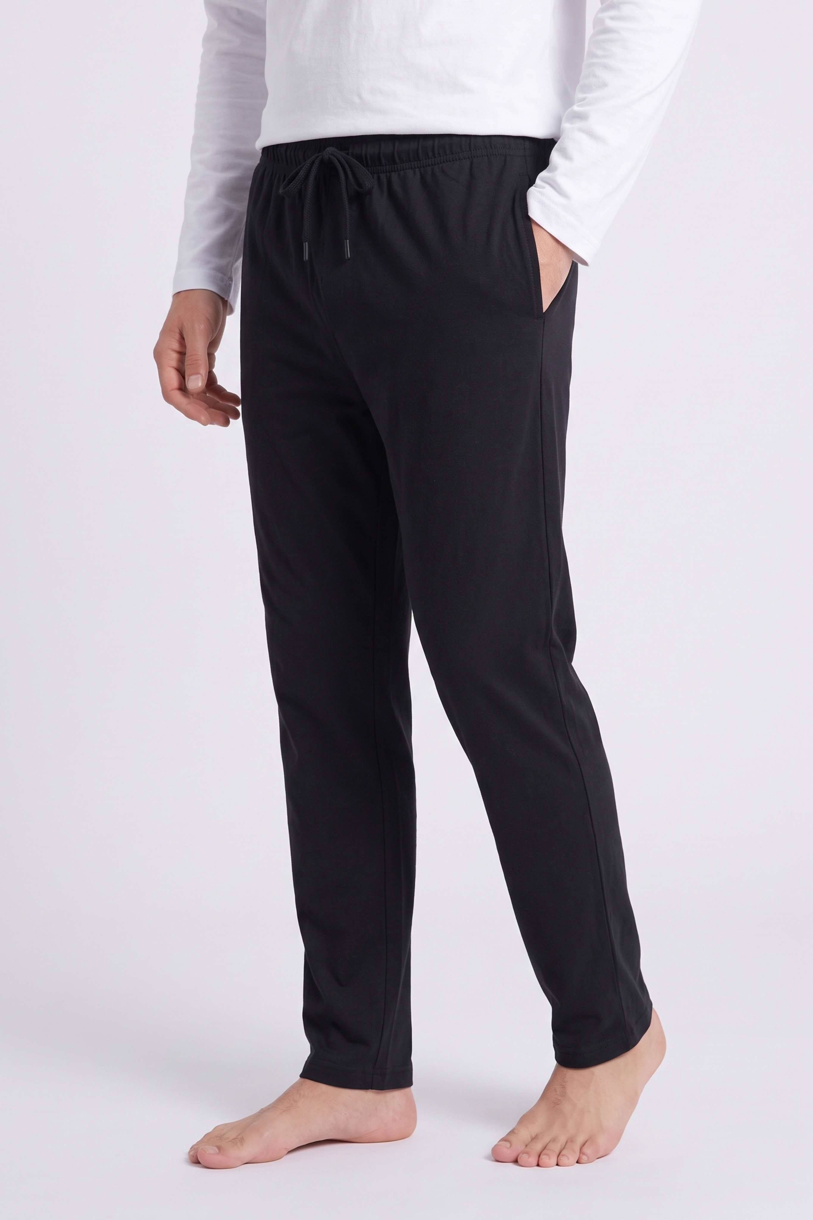 Erkek Siyah Beli Lastikli Bağcıklı Pijama Altı