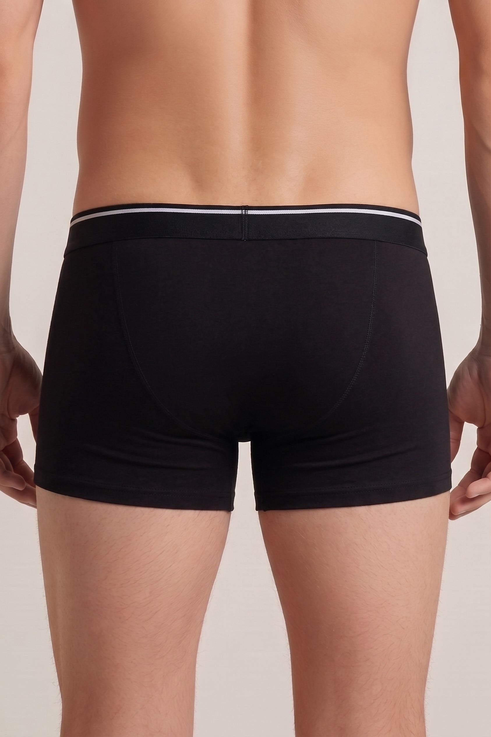 Erkek Siyah-Beyaz Biyeli Boxer