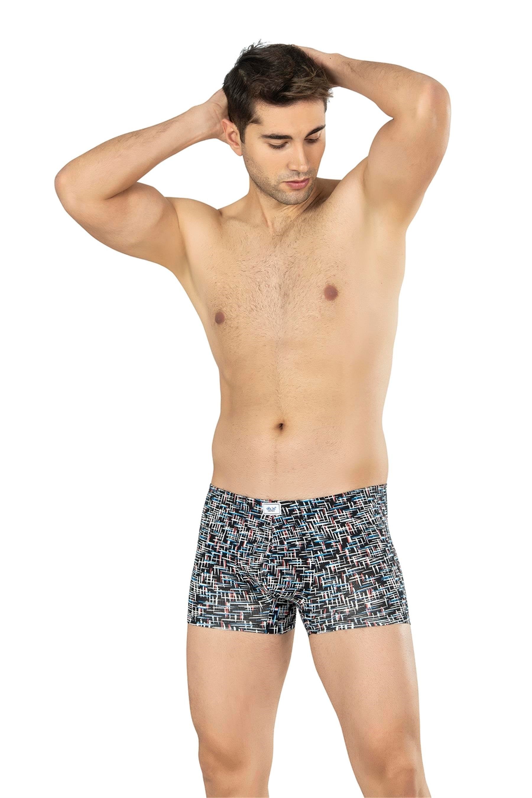 Erkek Siyah Çizgili Likra Lastikli Boxer