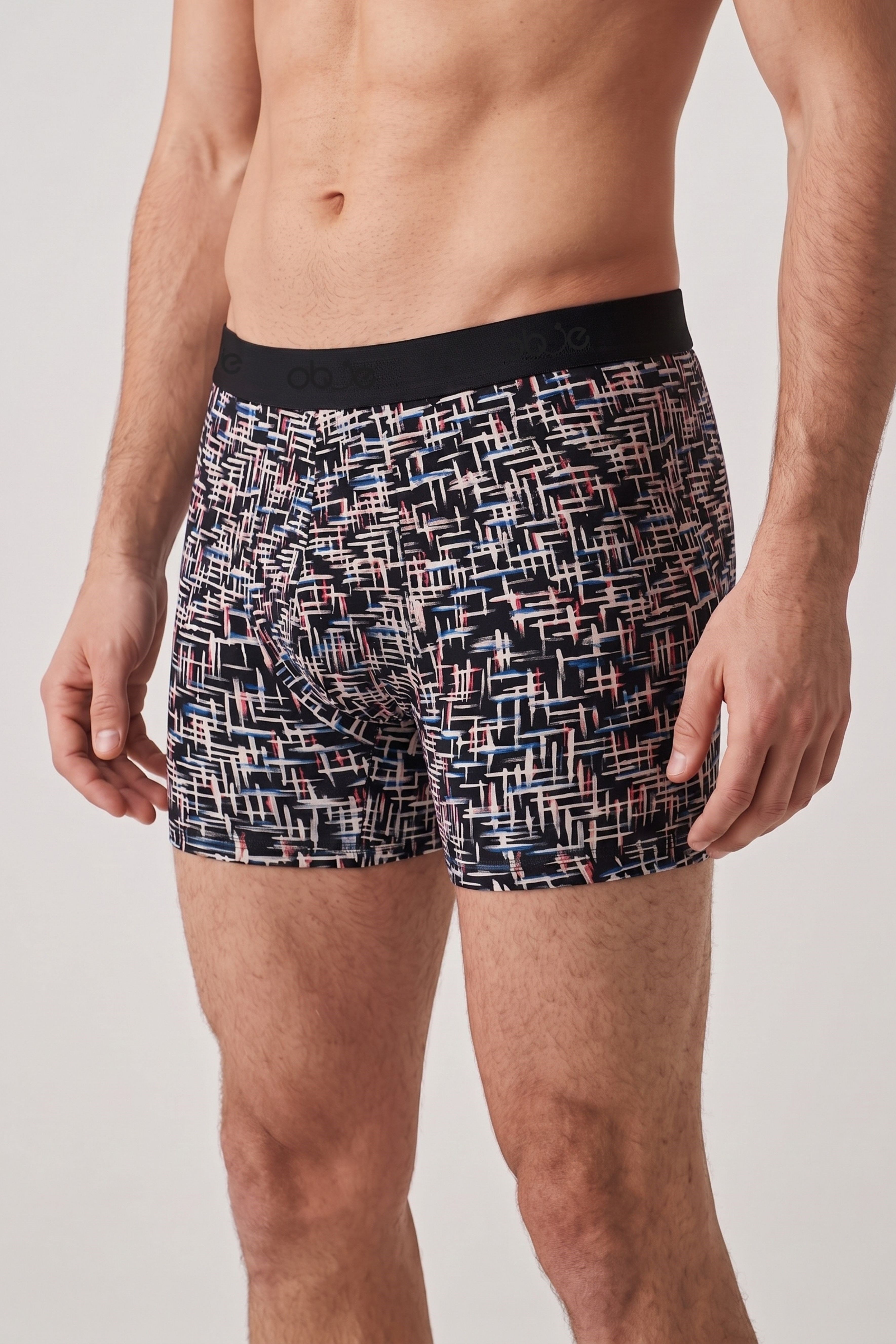 Erkek Siyah Çizgili Zikzaklı Cotton Boxer