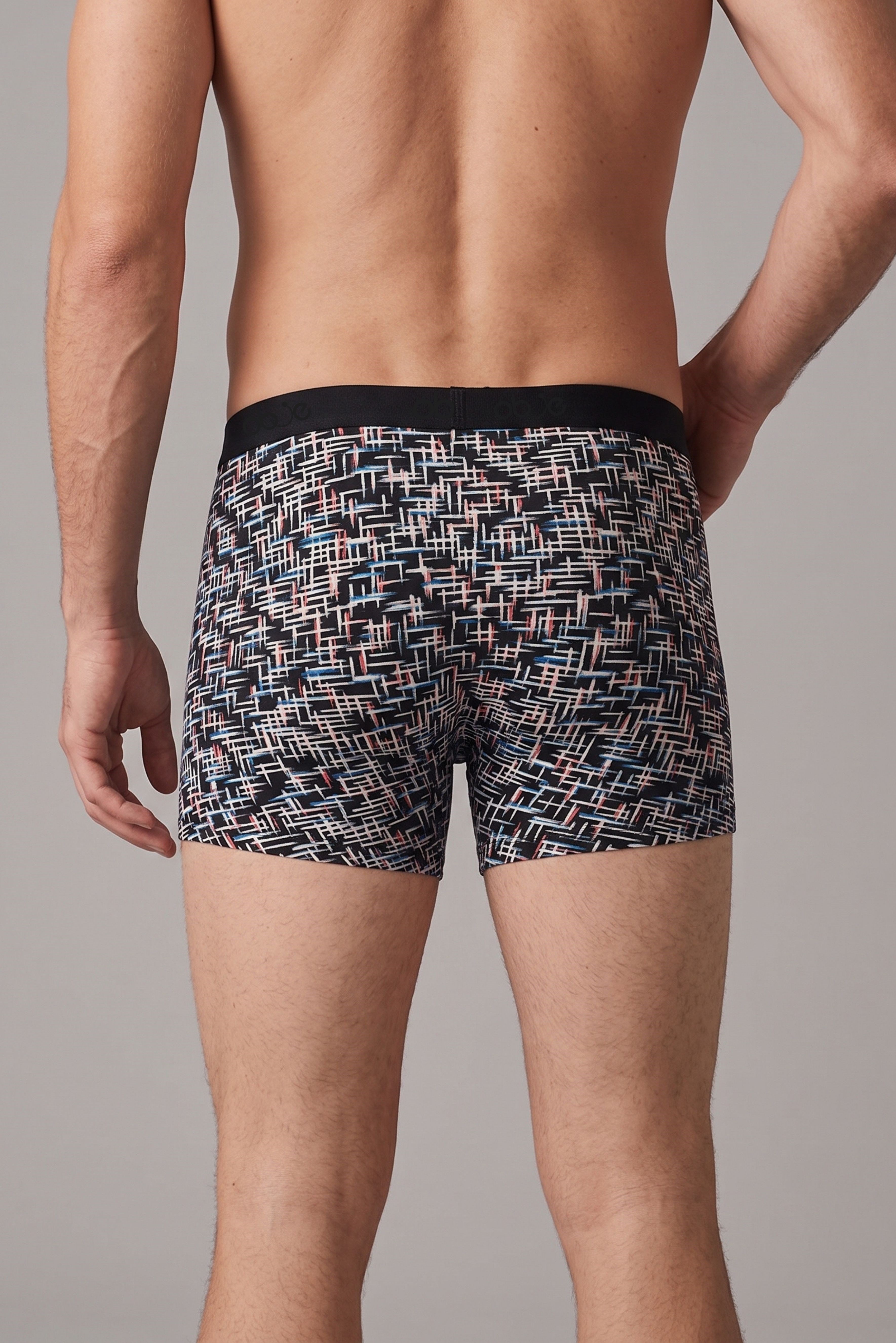Erkek Siyah Çizgili Zikzaklı Cotton Boxer