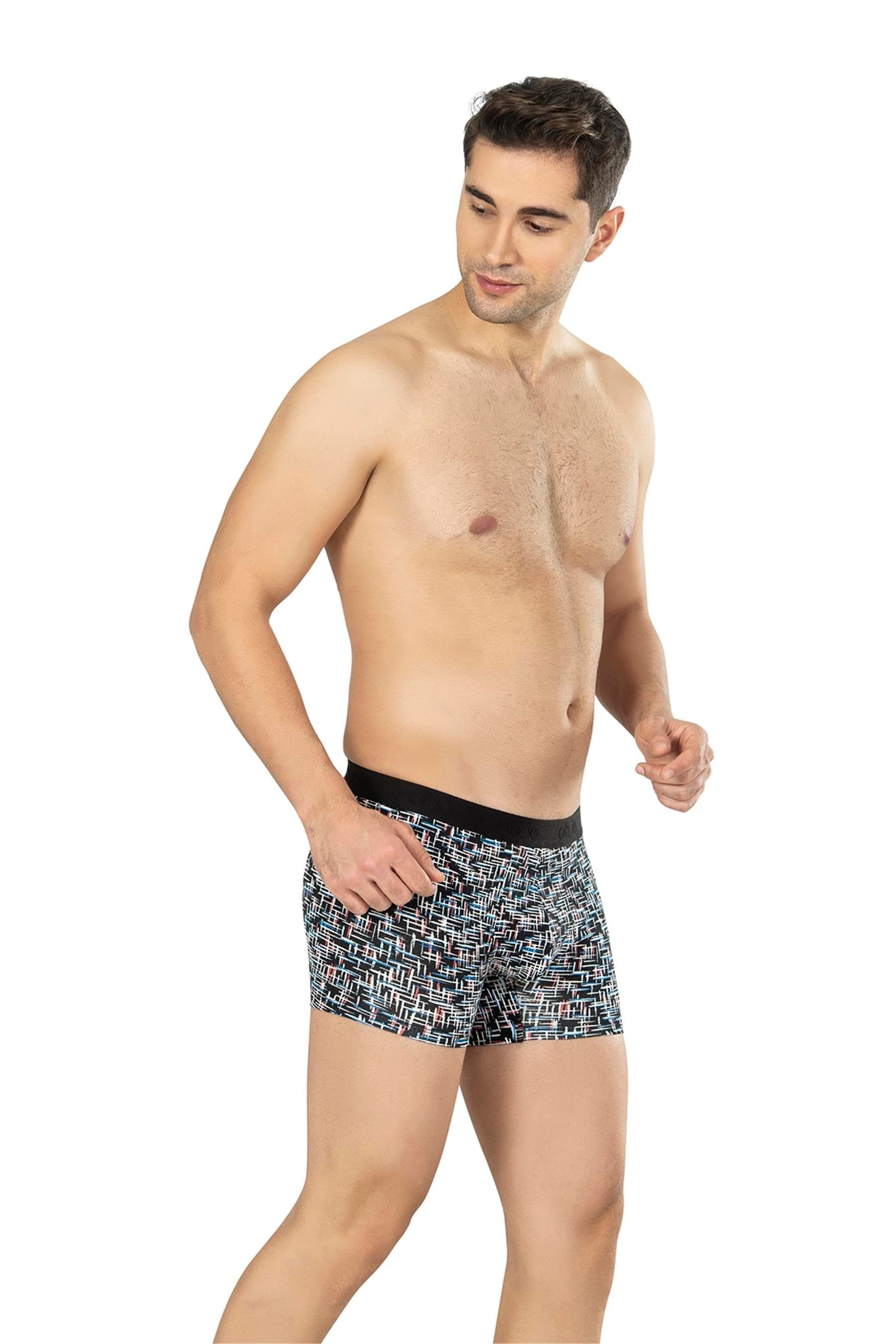 Erkek Siyah Çizgili Zikzaklı Cotton Boxer