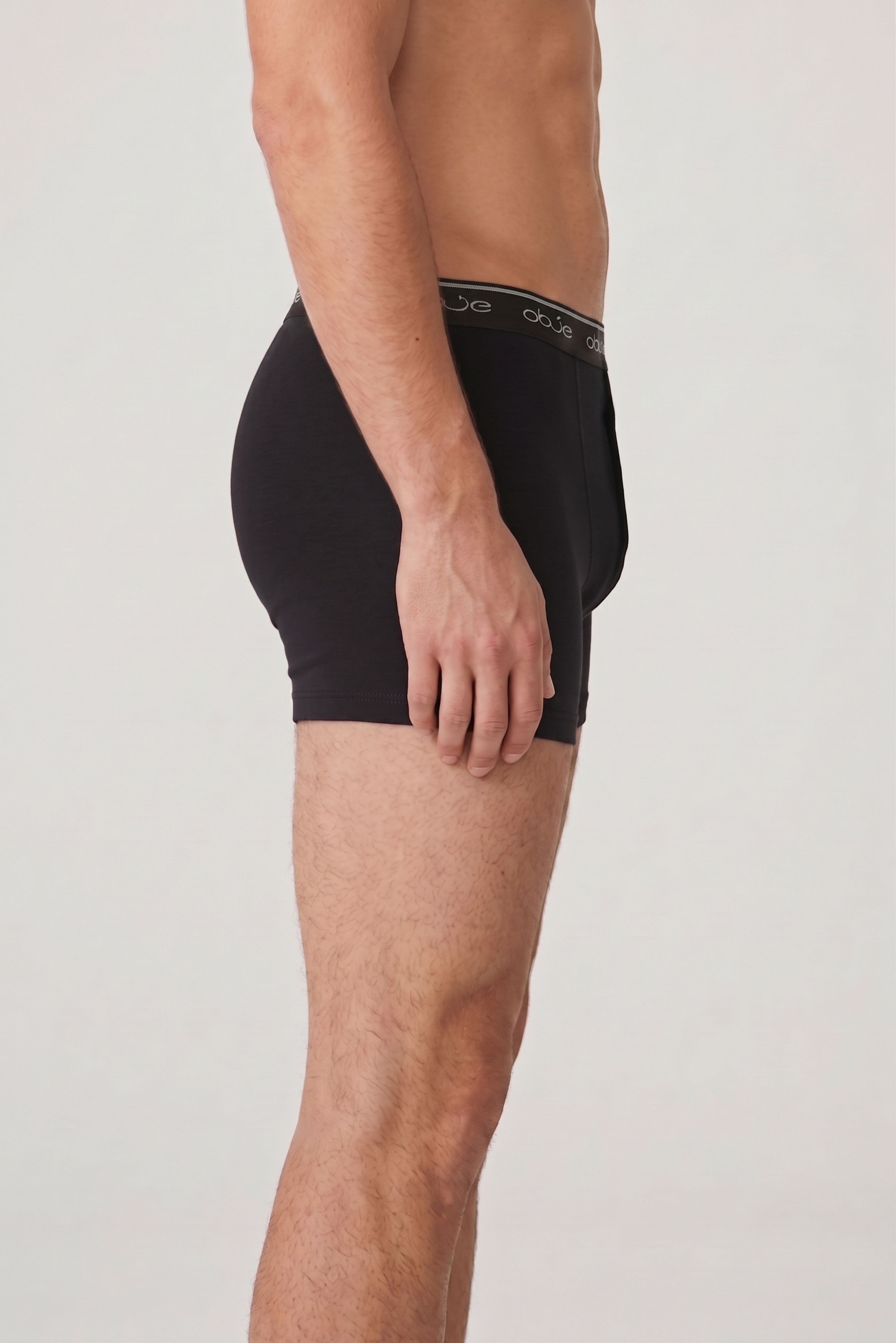 Erkek Siyah Dıştan Lastikli Üç Düğmeli Boxer