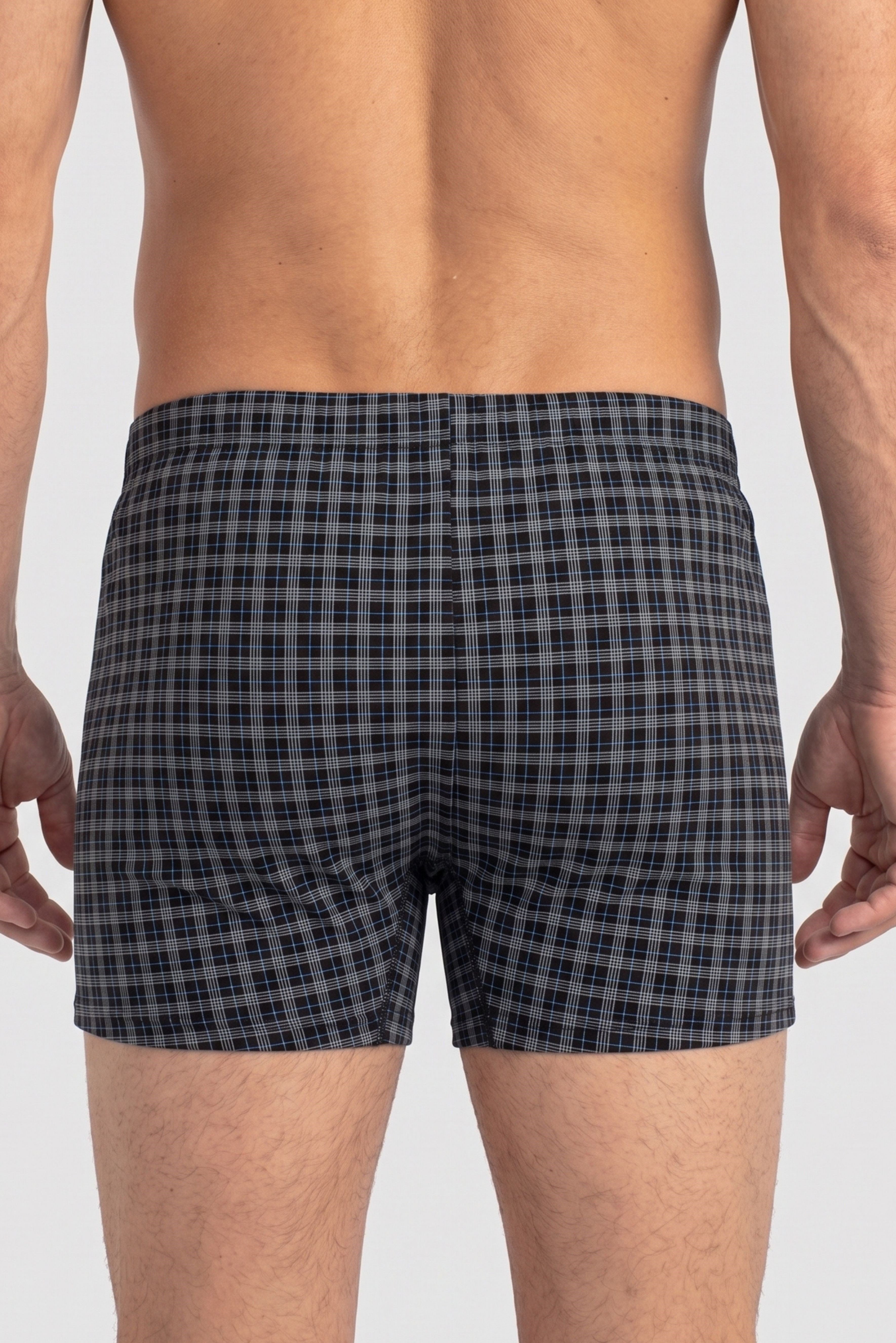 Erkek Siyah Ekose Süprem Dar Kesim Boxer