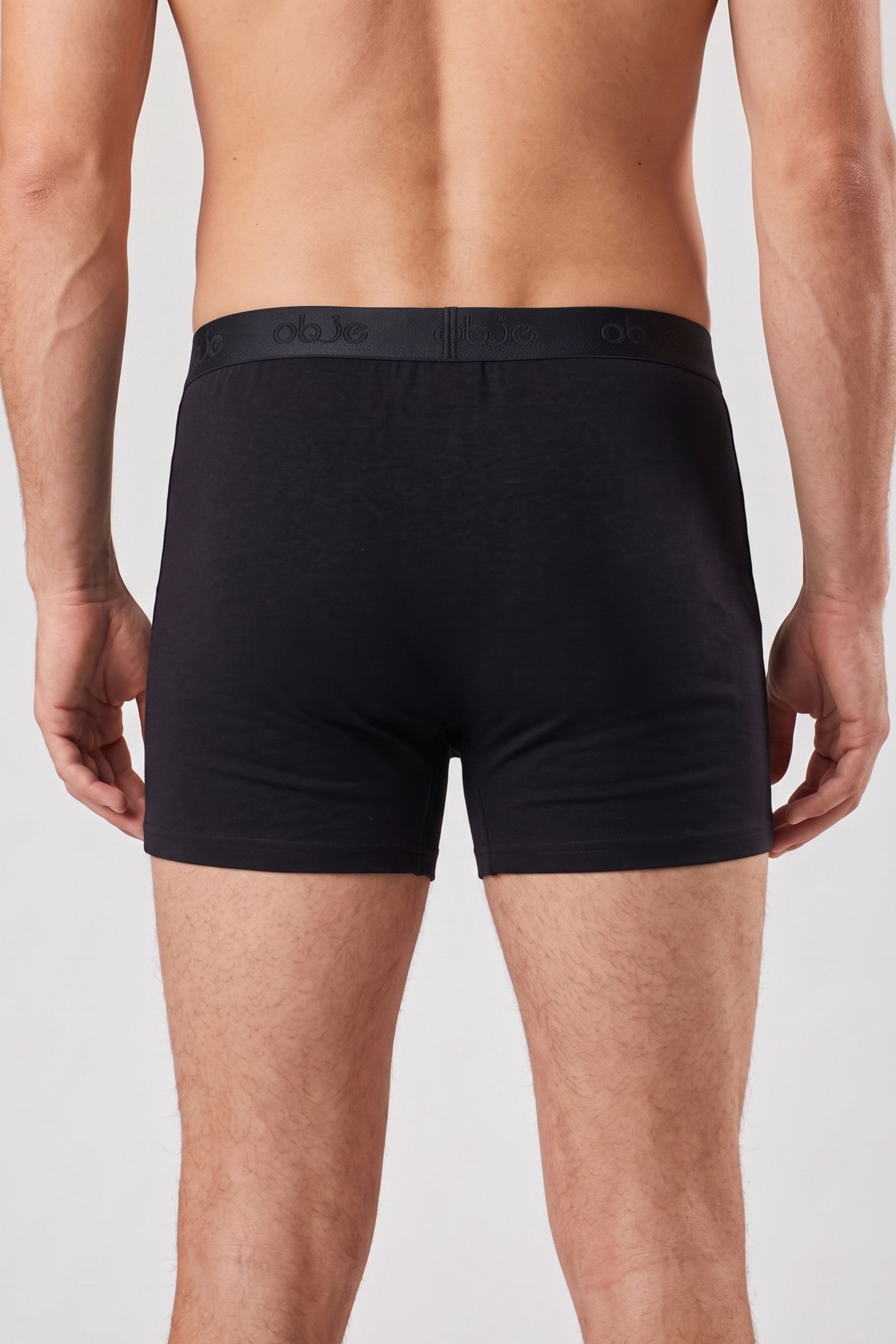 Erkek Siyah Modal Dıştan Lastikli Düğmeli Boxer