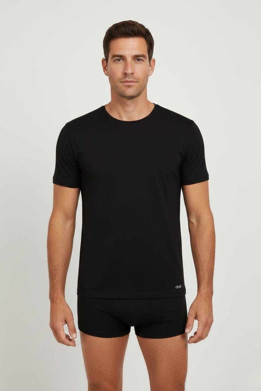 Erkek Siyah Paragon Sıfır Yaka Yarım Kol Tshirt
