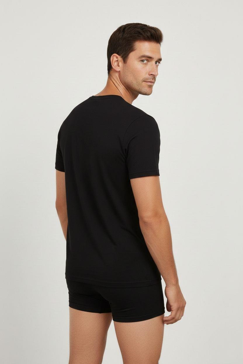 Erkek Siyah Paragon Sıfır Yaka Yarım Kol Tshirt