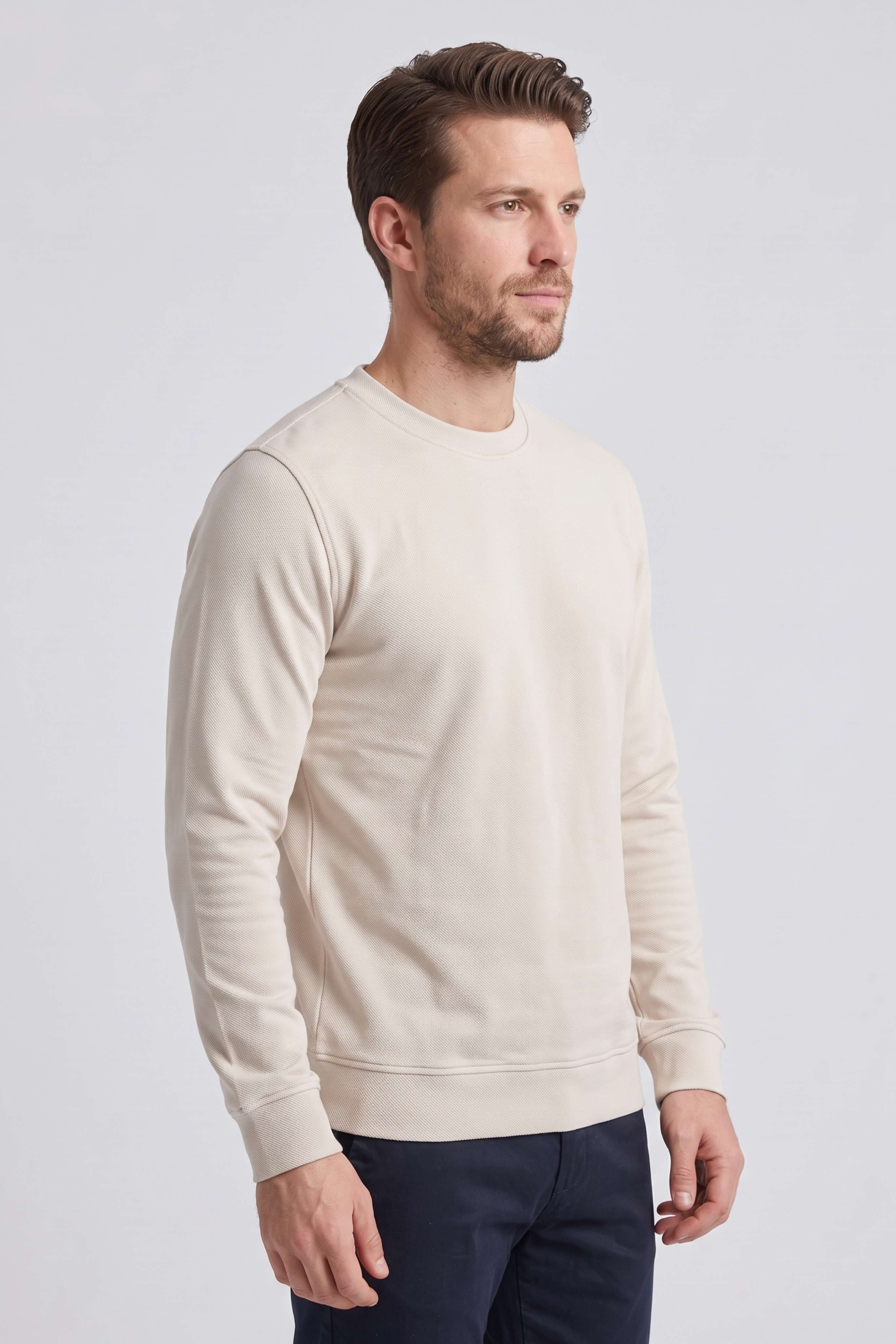 Erkek Taş Rengi Uzun Kol Sweatshirt