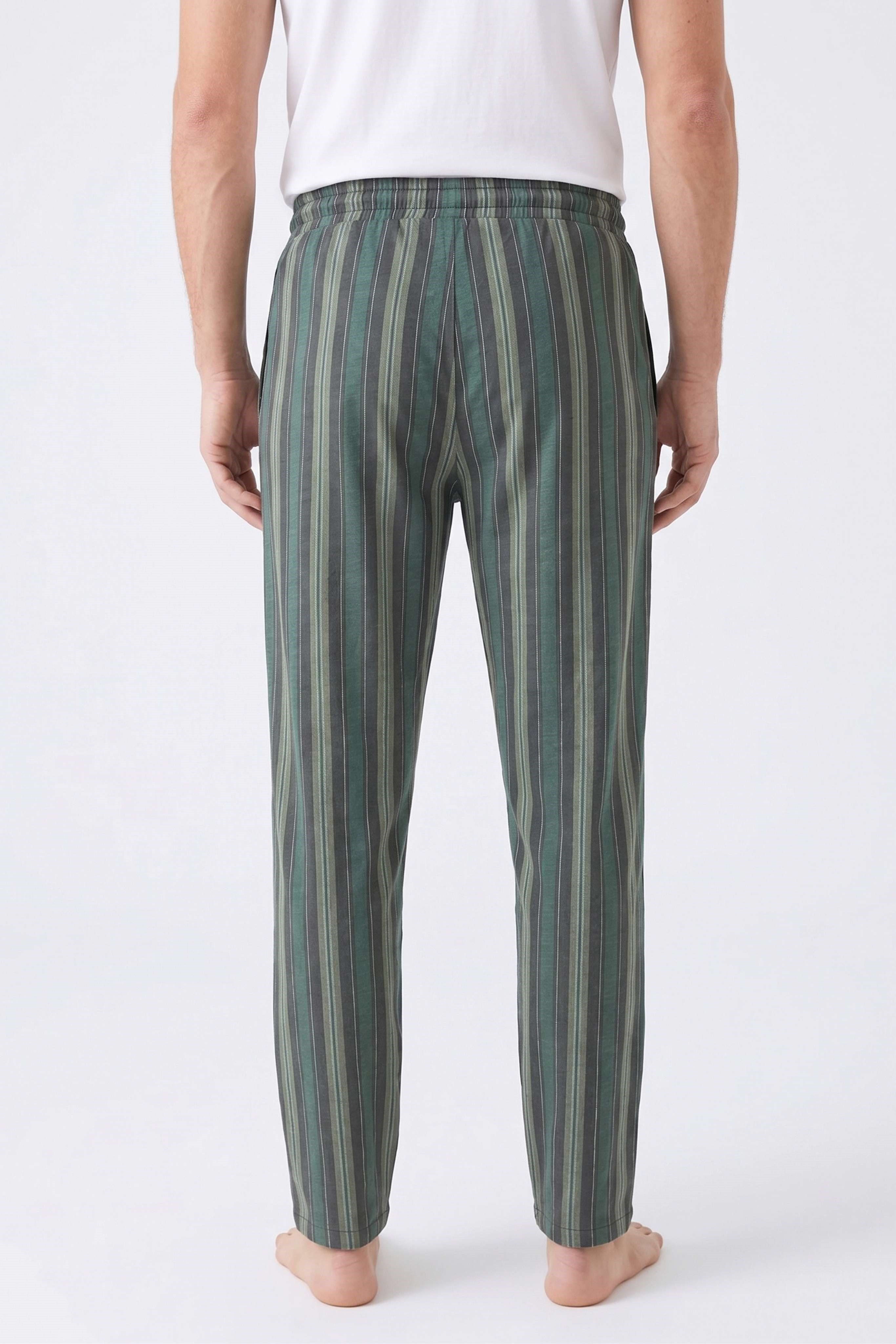 Erkek Yeşil Çizgili Baskılı Penye Modal Pijama Altı