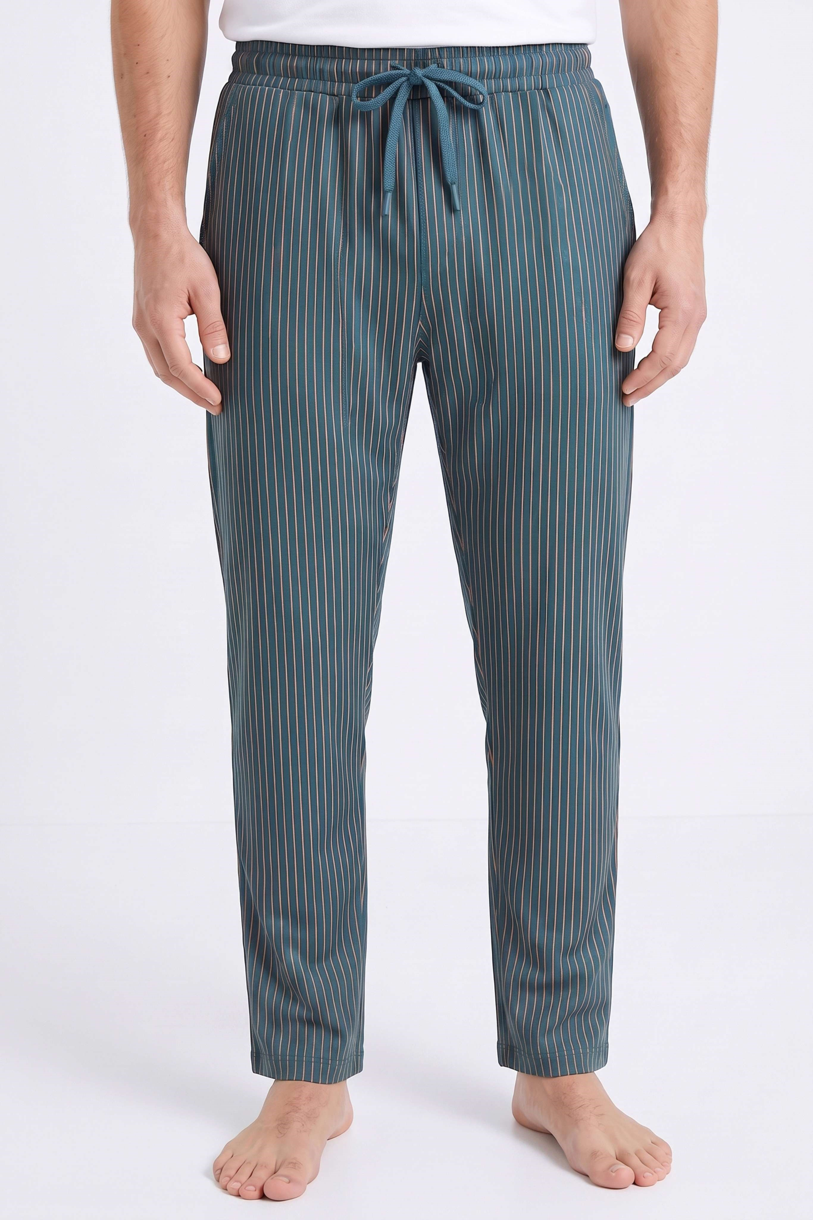 Erkek Yeşil Çizgili Baskılı Penye Modal Pijama Altı