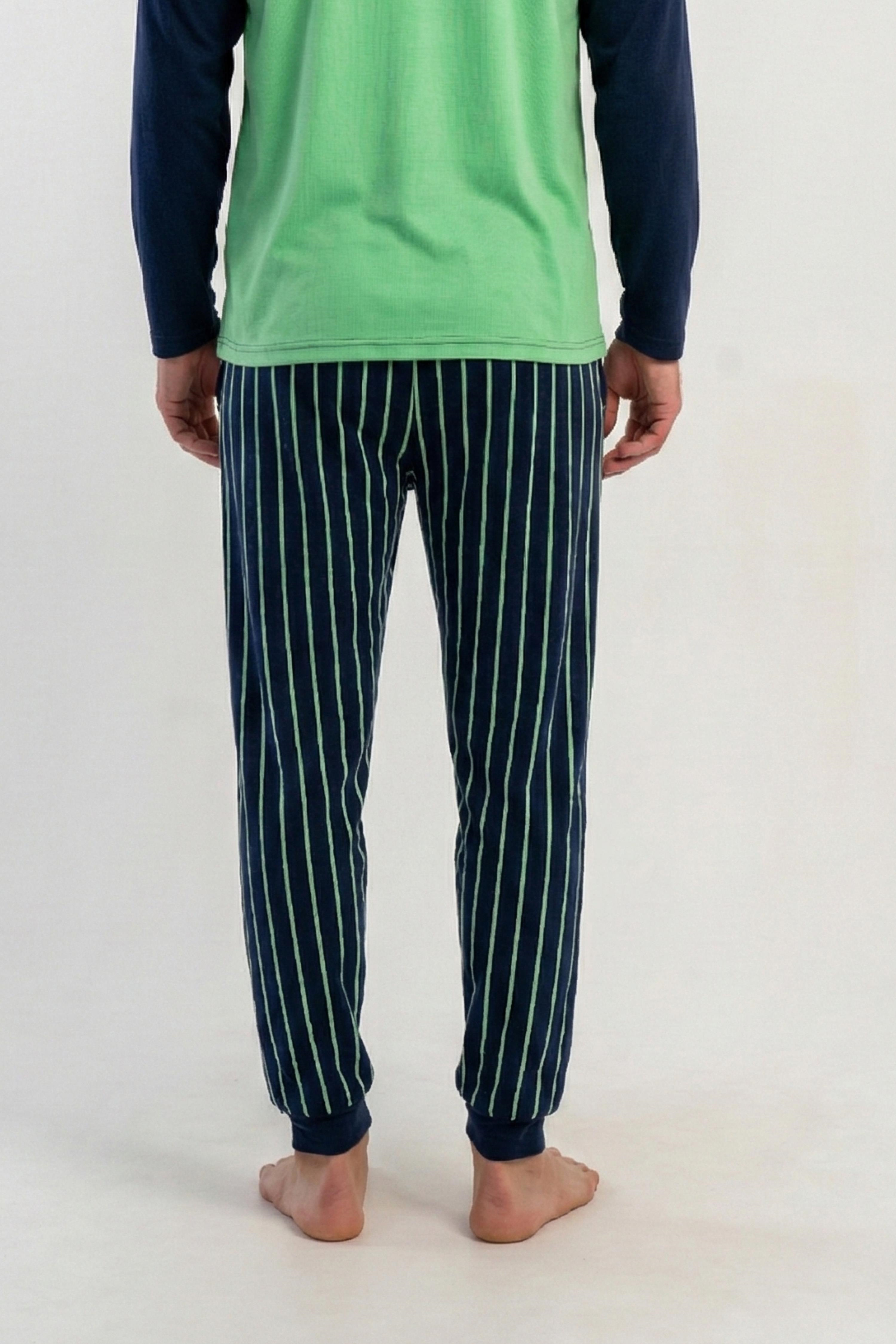 Erkek Yeşil Likra Polyvıscon Manşetli Pijama Altı