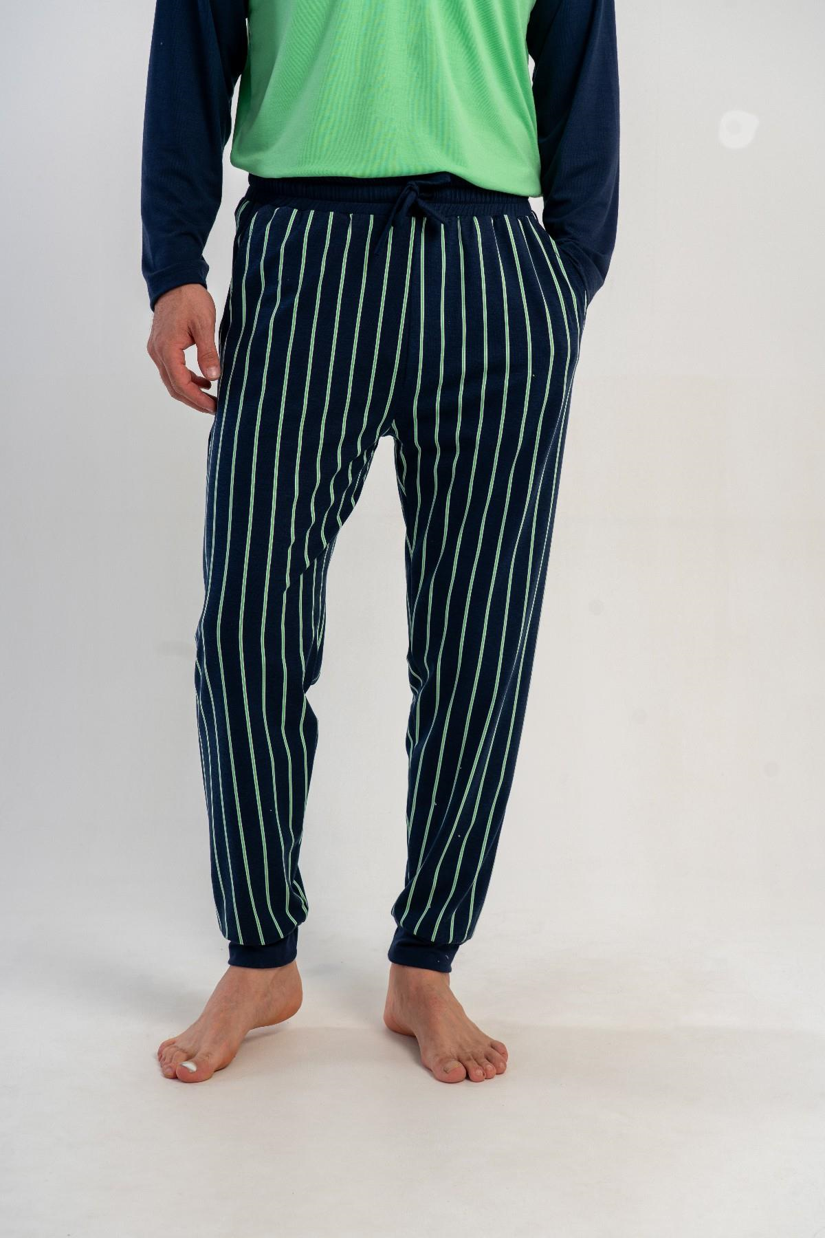 Erkek Yeşil Likra Polyvıscon Manşetli Pijama Altı
