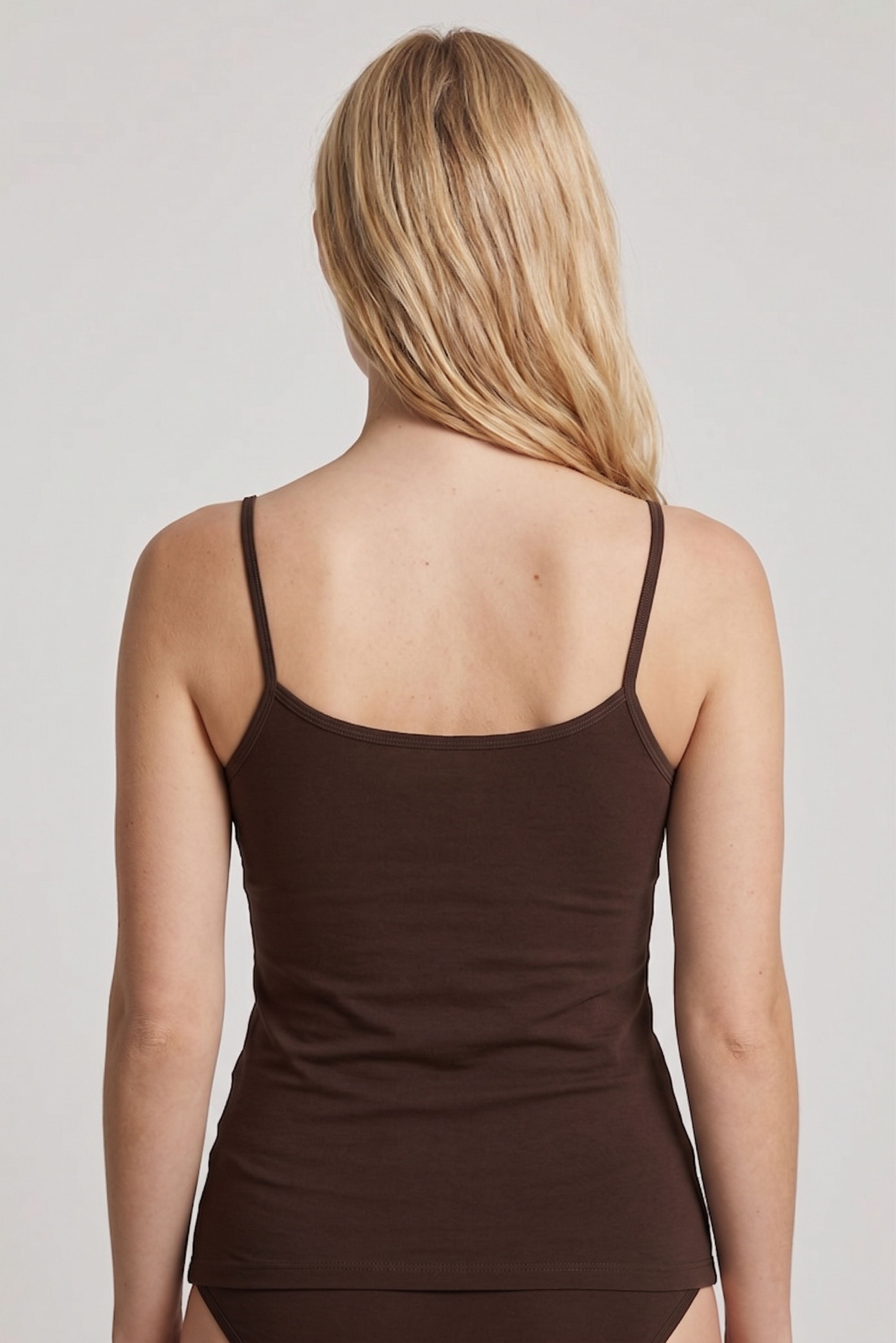 Kadın Acı Kahve Cotton İp Askılı Atlet