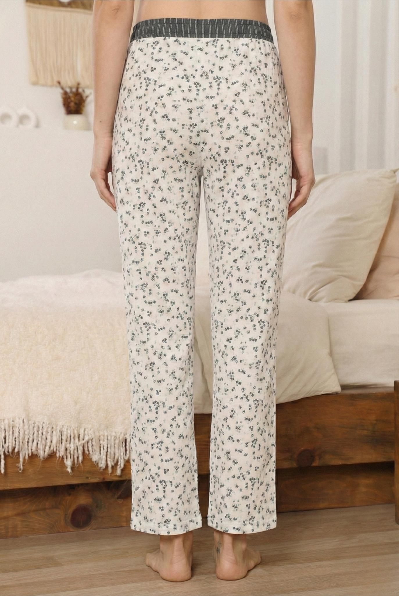 Kadın Antrasit Çiçekli Pijama Altı