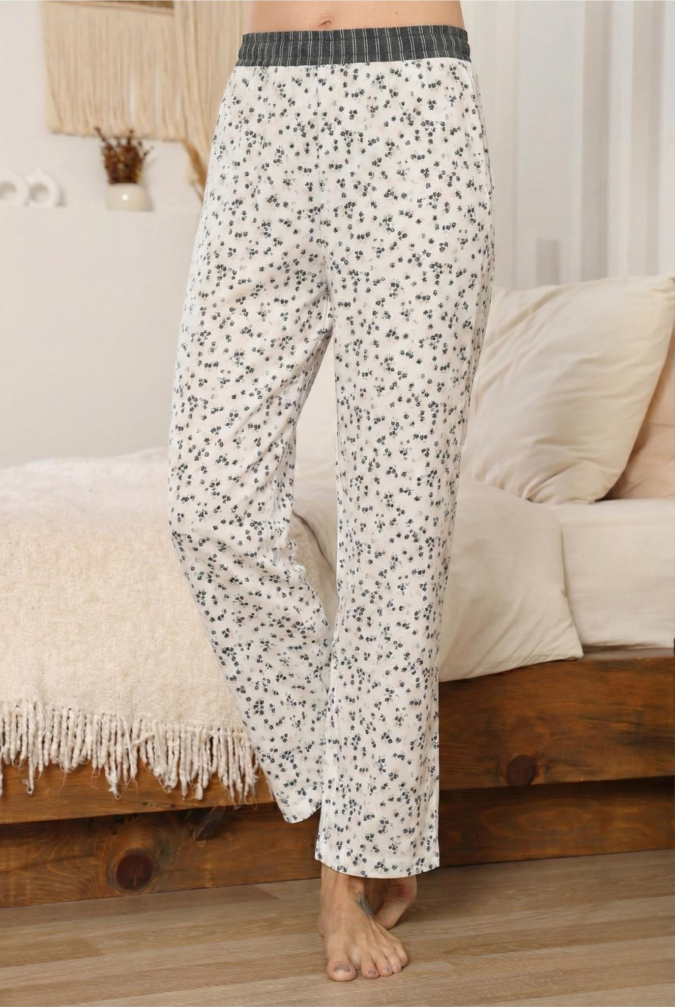 Kadın Antrasit Çiçekli Pijama Altı