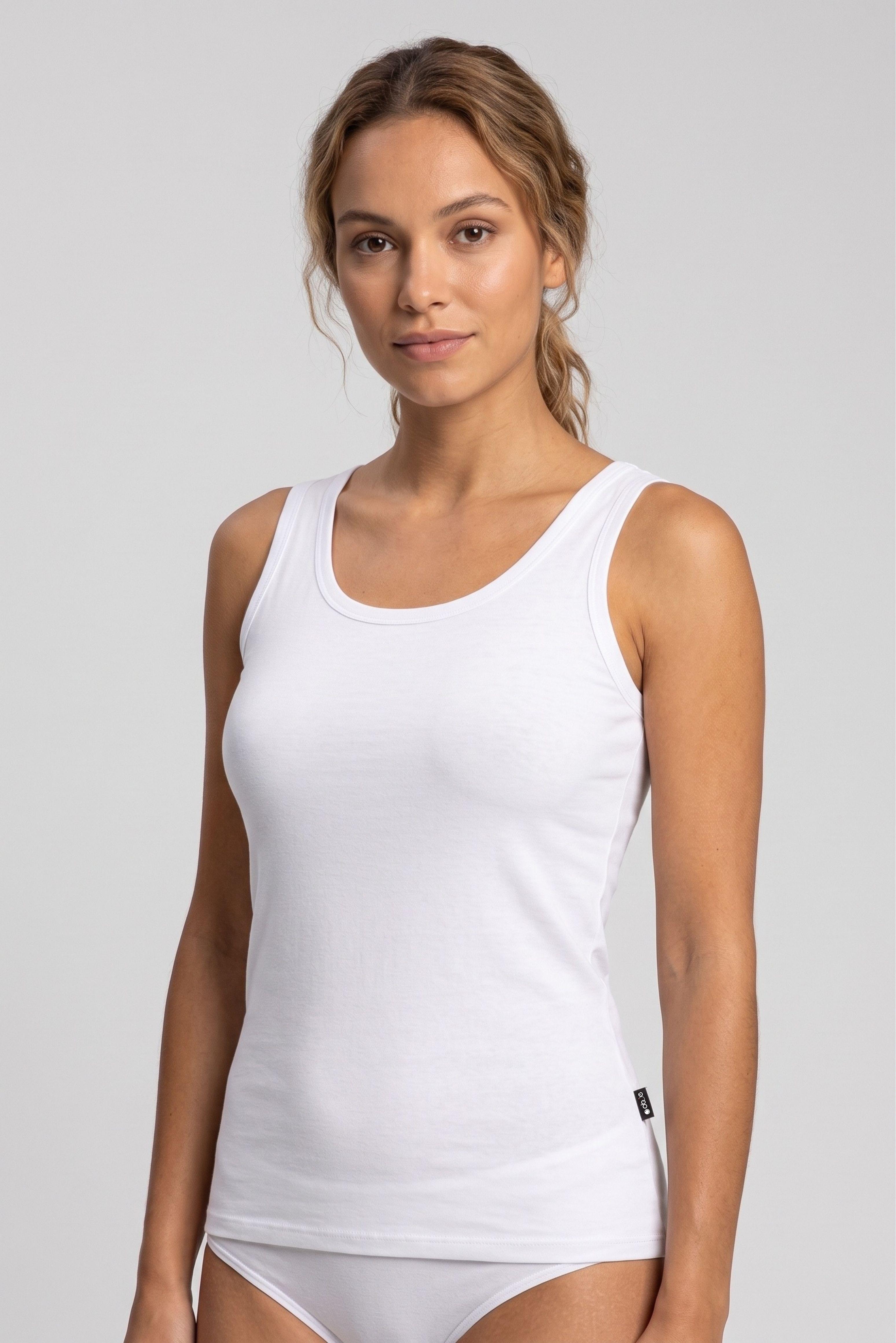 Kadın Beyaz Cotton Geniş Askılı Atlet