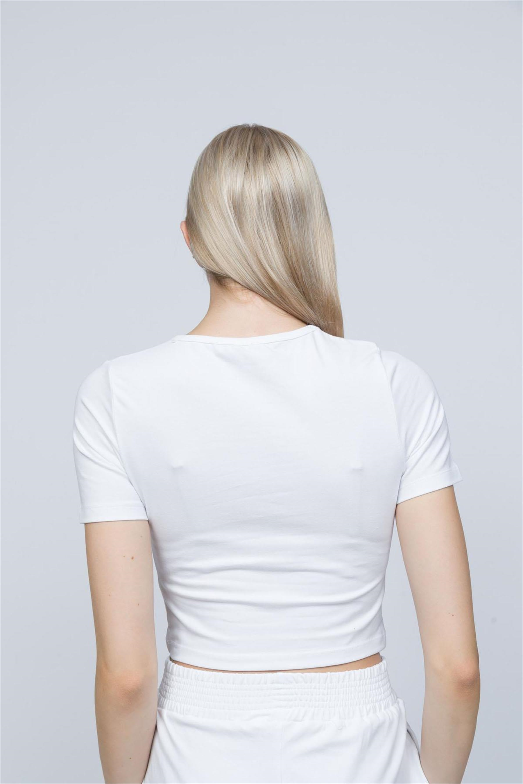 Kadın Beyaz Likra Cotton Crop