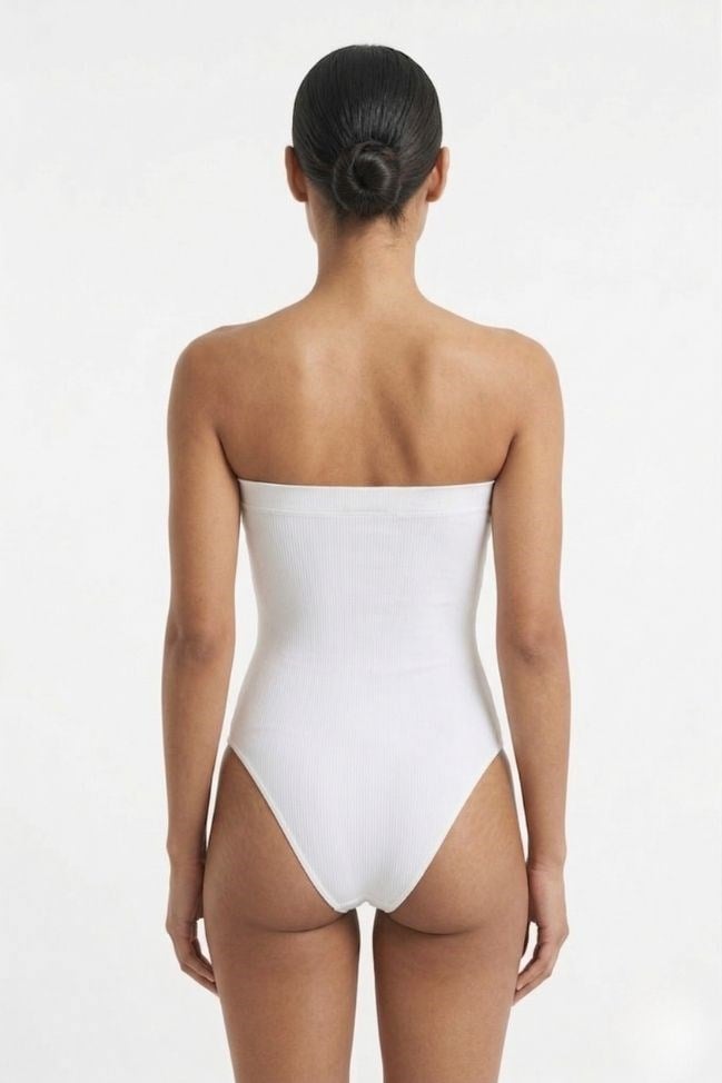 Kadın Beyaz Modal Straplez Çıtçıtlı Body