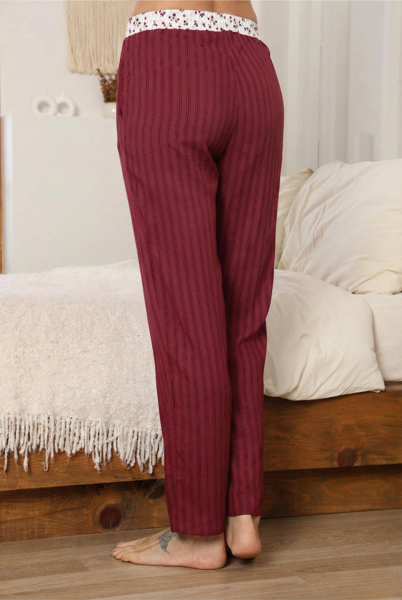 Kadın Bordo Çizgili Pijama Altı