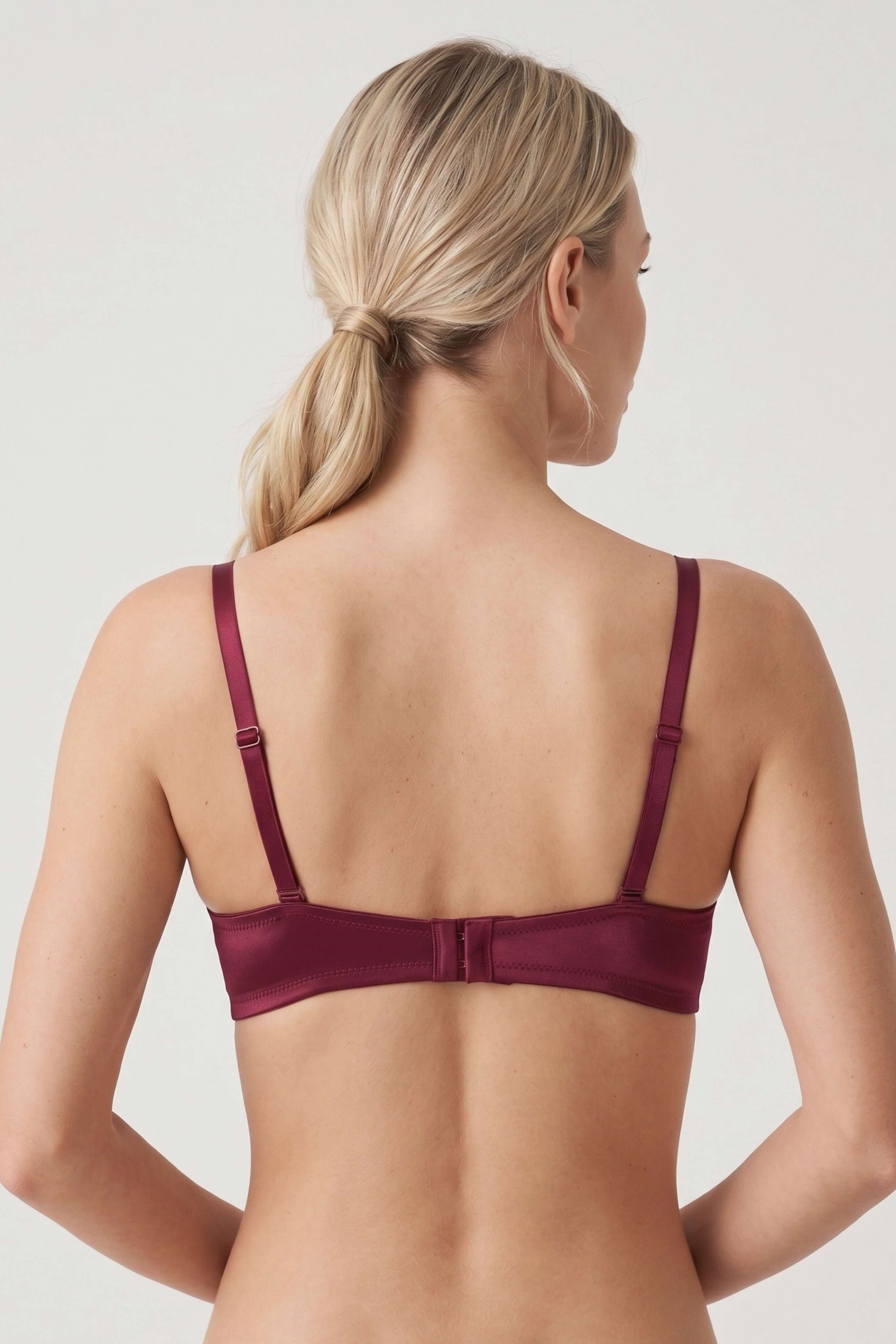 Kadın Bordo Destekli Push Up Kulaklı Sütyen