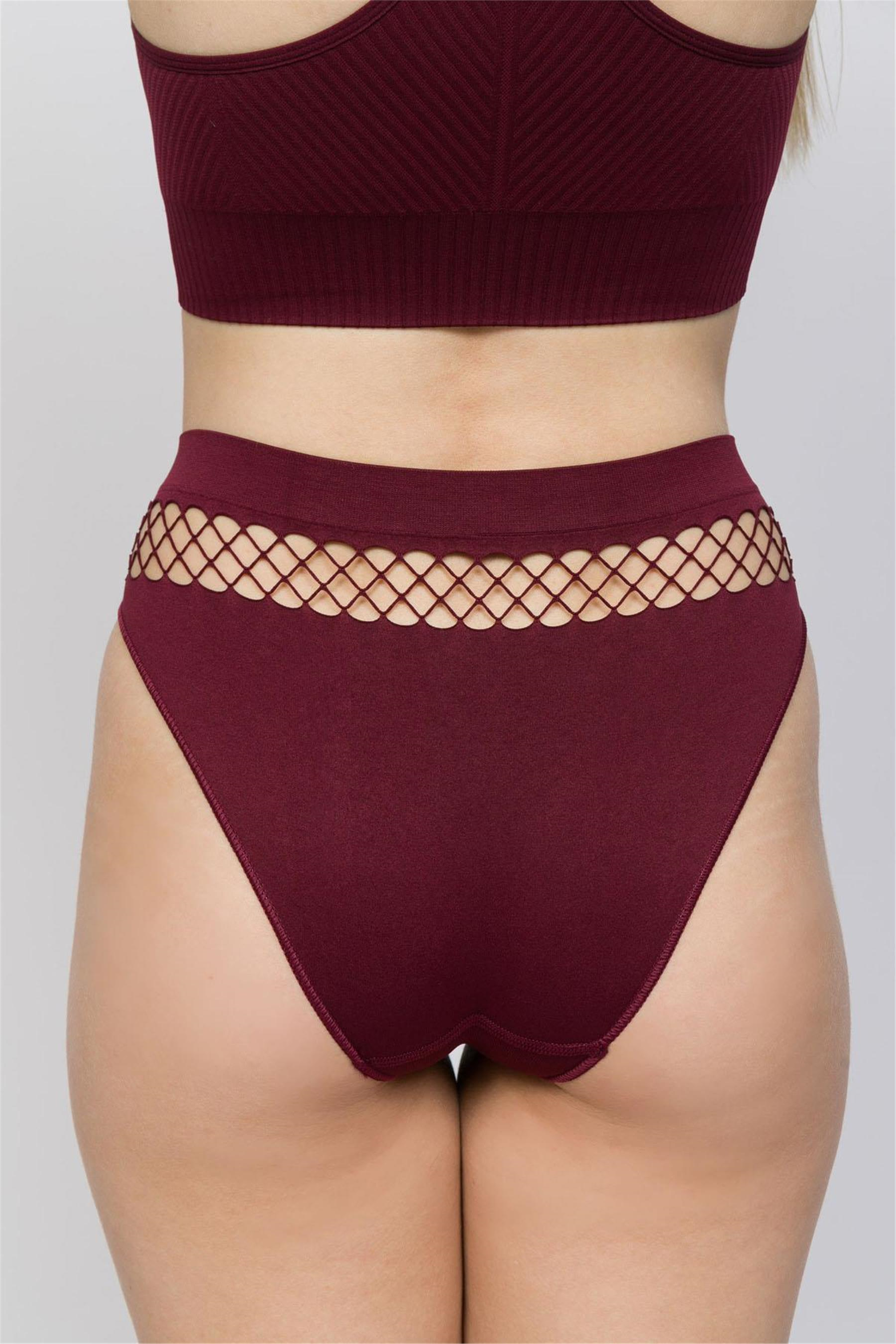 Kadın Bordo Fileli Slip Külot