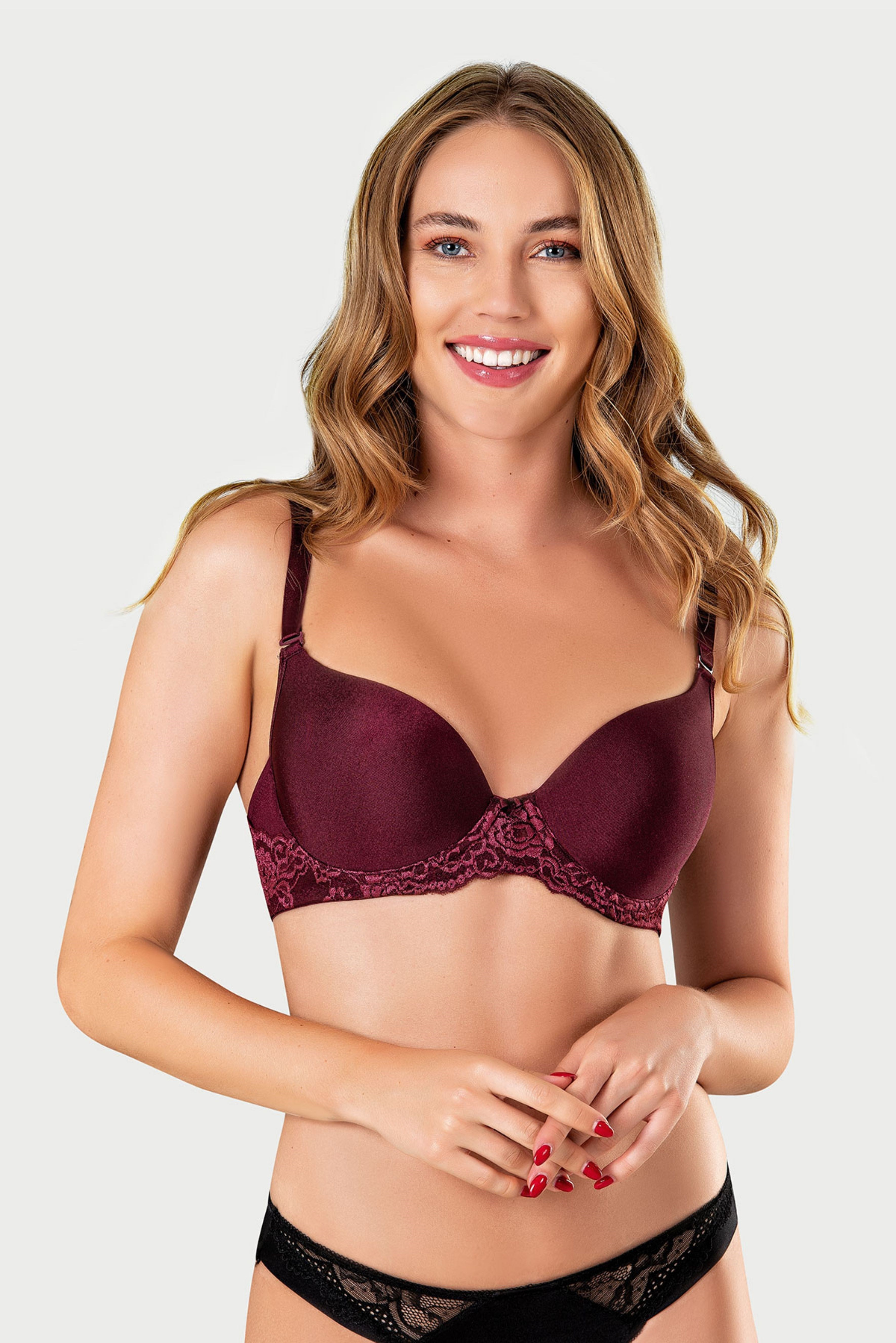 Kadın Bordo Minimizer Sütyen